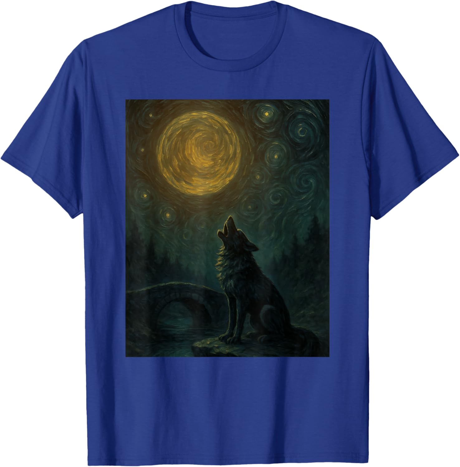 Wolf Starry Night Van Gogh Graphic T-Shirt for Art Lovers and Fashionistas - 2