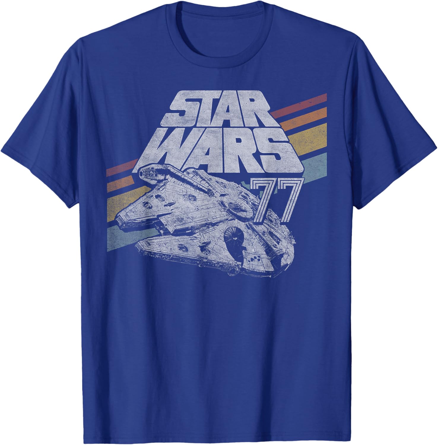 Retro Star Wars Millennium Falcon T-Shirt with Diagonal Stripes for Fans - 14