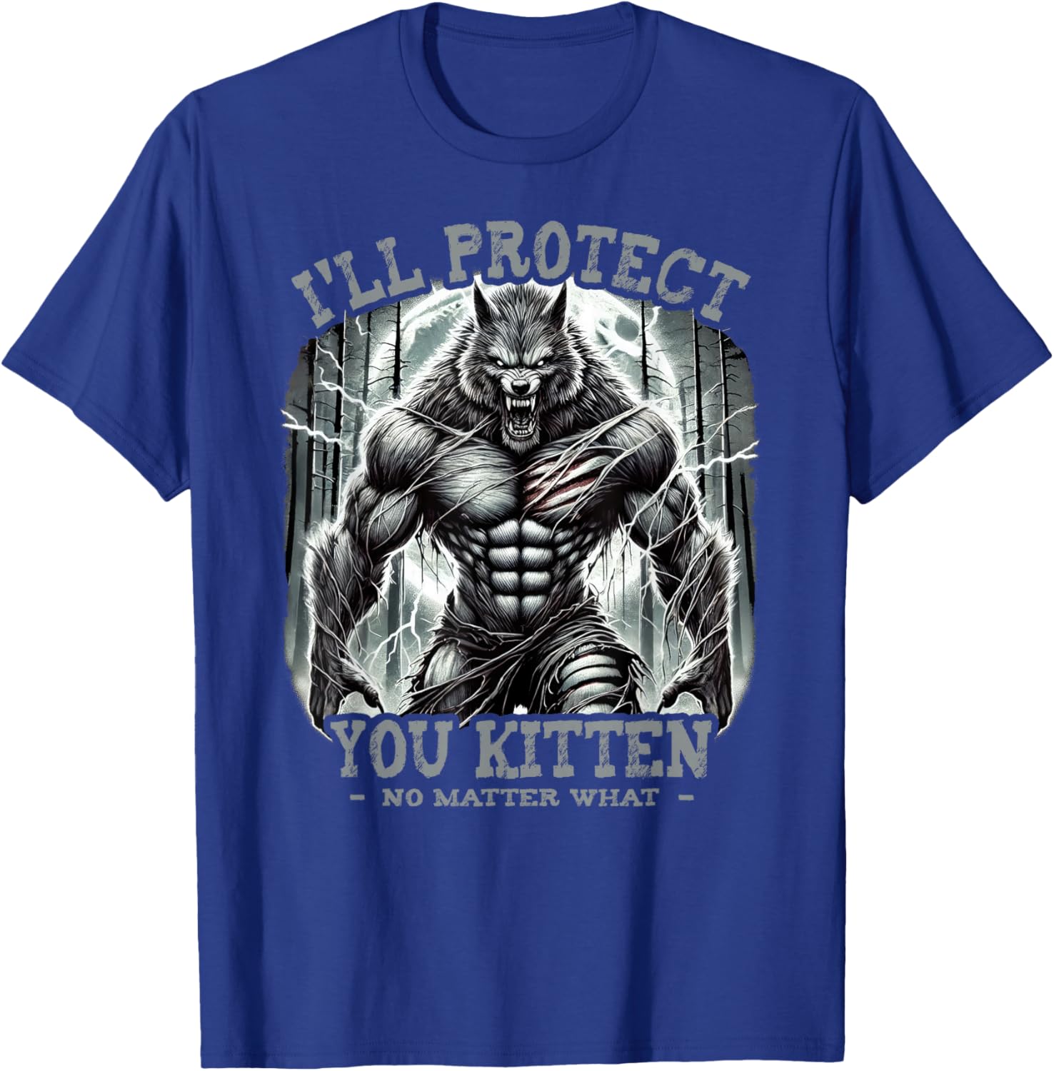 Funny Graphic Tee I'll Protect You Kitten Alpha Wolf T-Shirt for Pet Lovers - 1