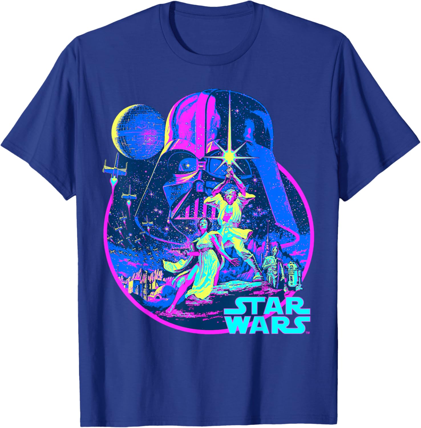 Star Wars Neon Poster T-Shirt for Fans of Disney Classic Adventure - 6