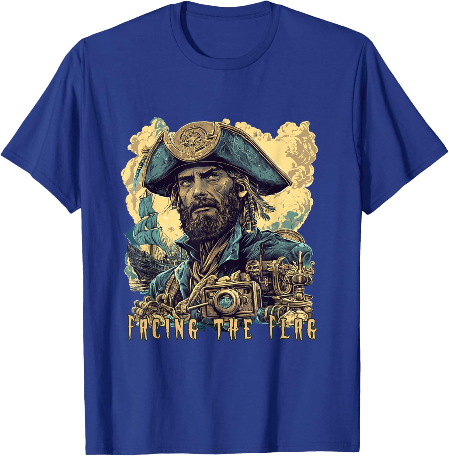 Vintage Jules Verne Sci-Fi T-Shirt Featuring Facing the Flag Design - 8