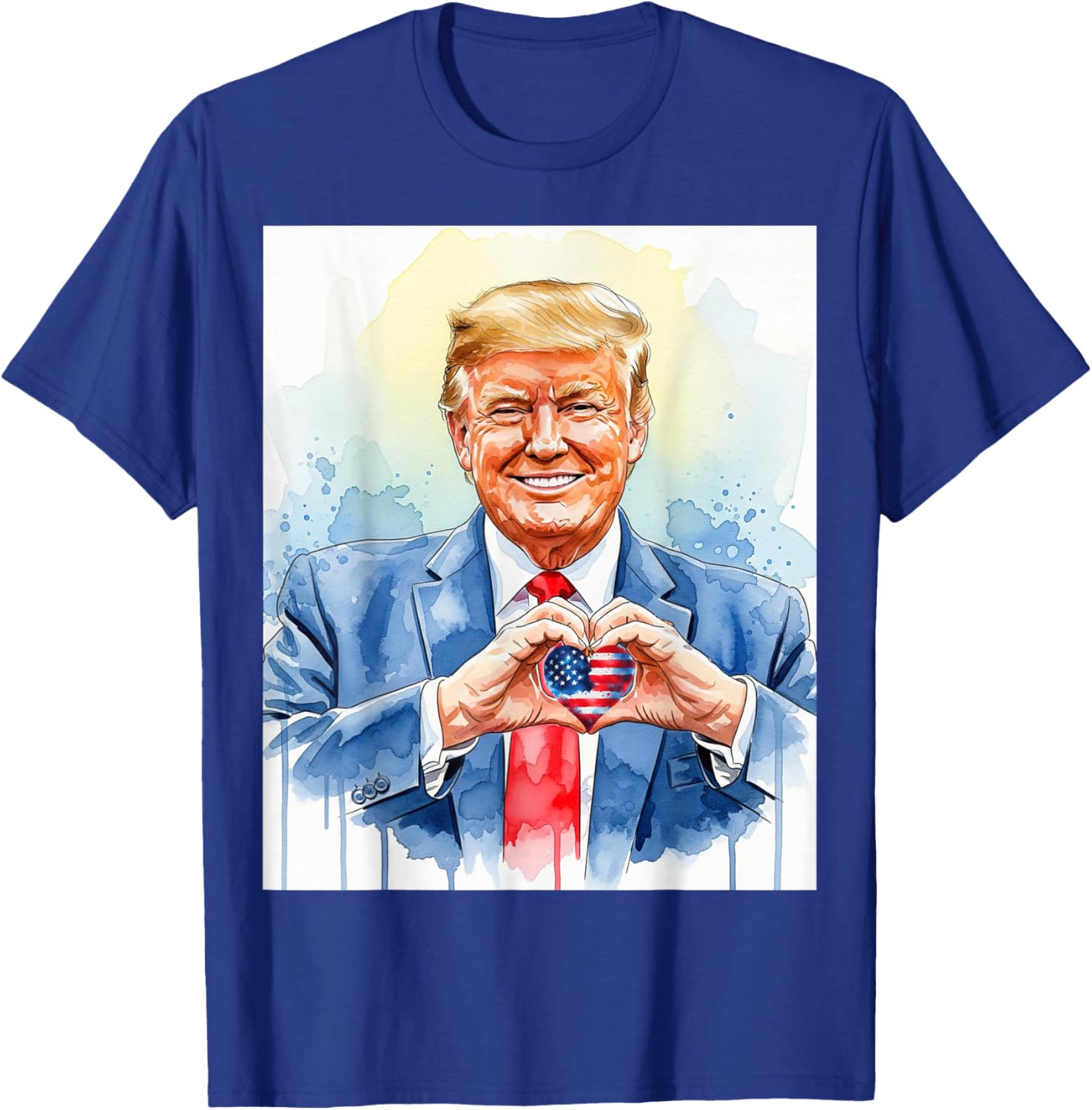 Patriotic Watercolor Trump Heart Hands T-Shirt for Proud Americans - 3