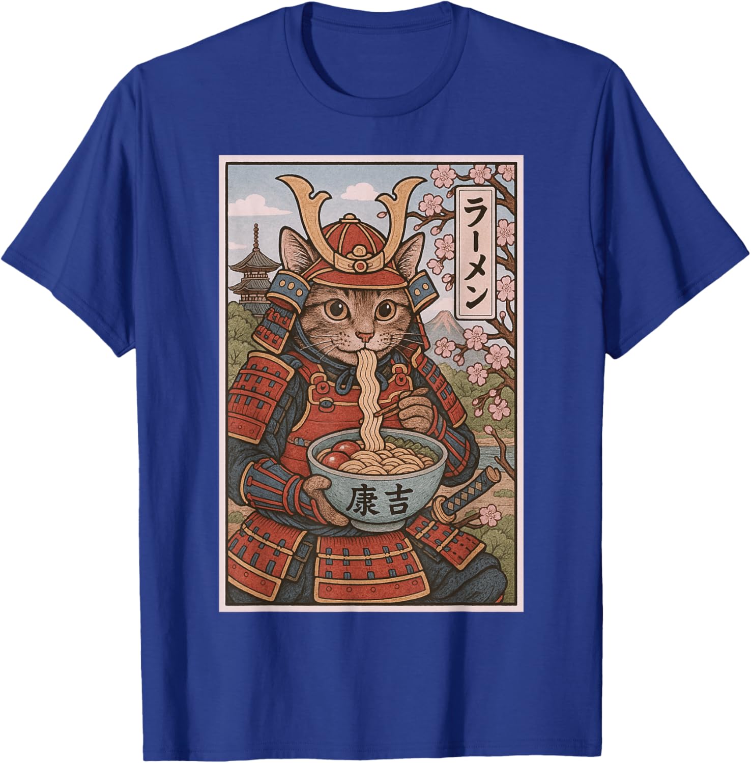Samurai Cat Ramen Lovers T-Shirt - Cute Japanese Warrior Cat Tee - 18