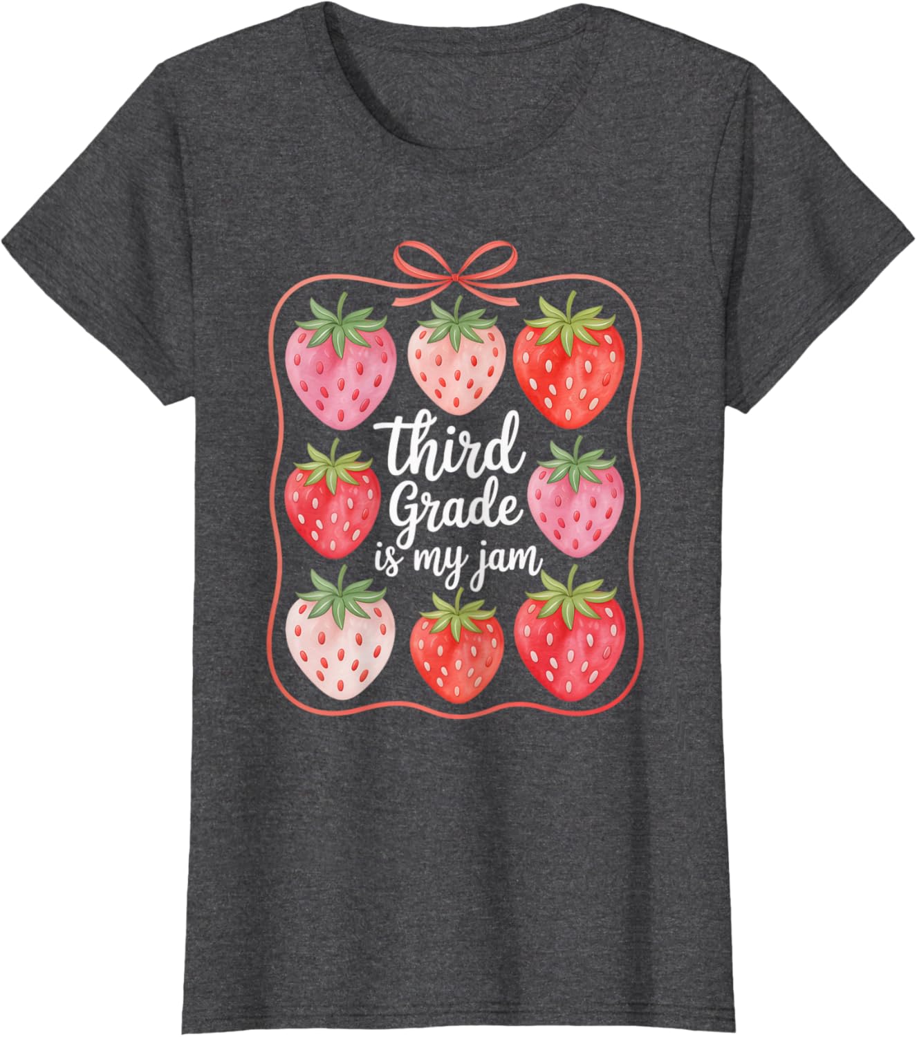 Cute Strawberry Teacher Back to School T-Shirt for Third Grade Fun - 7