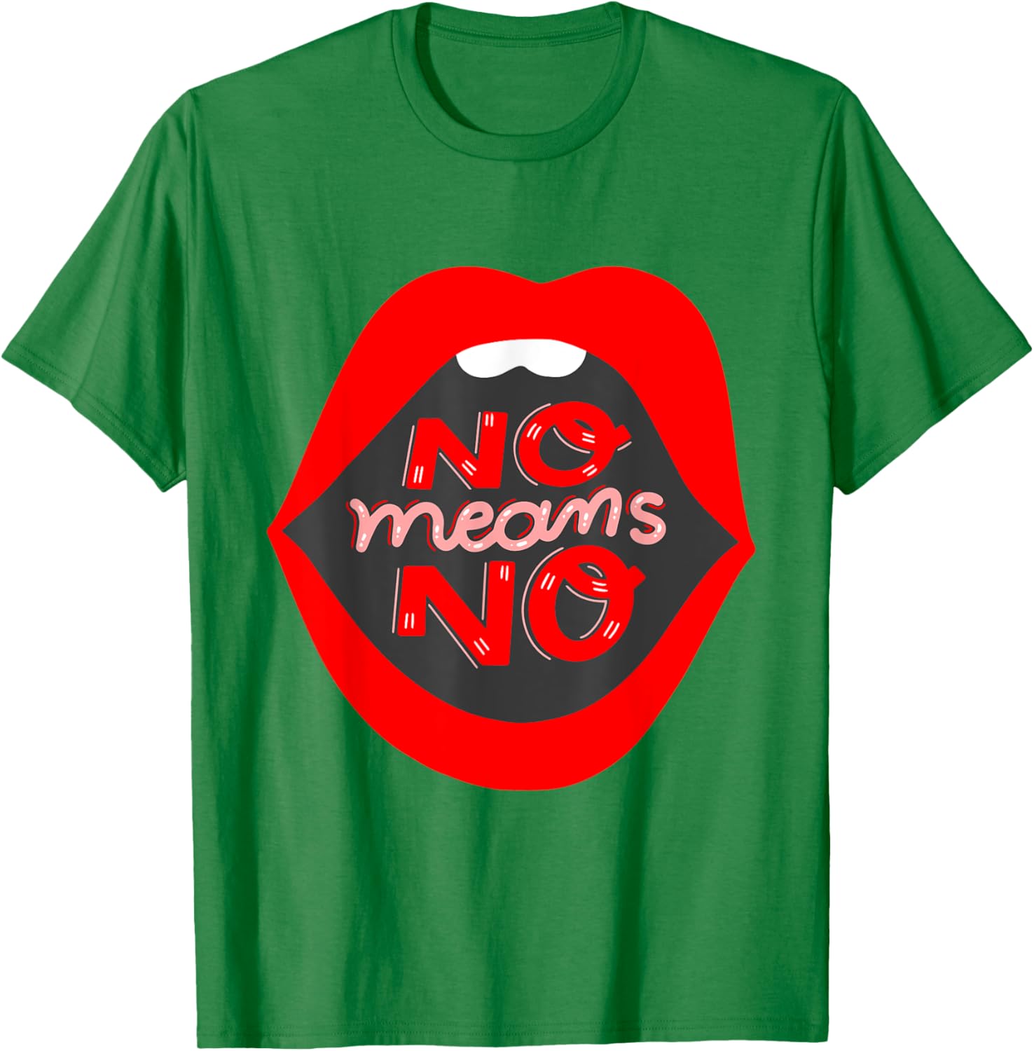Retro Feminist No Means No Consent Pop Art Lips T-Shirt for Awareness - 2