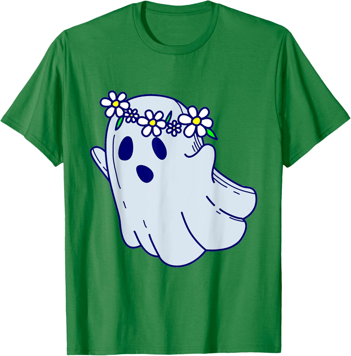 Groovy Halloween Ghost Boho Floral 1960s Goth T-Shirt for Spooky Style - 27