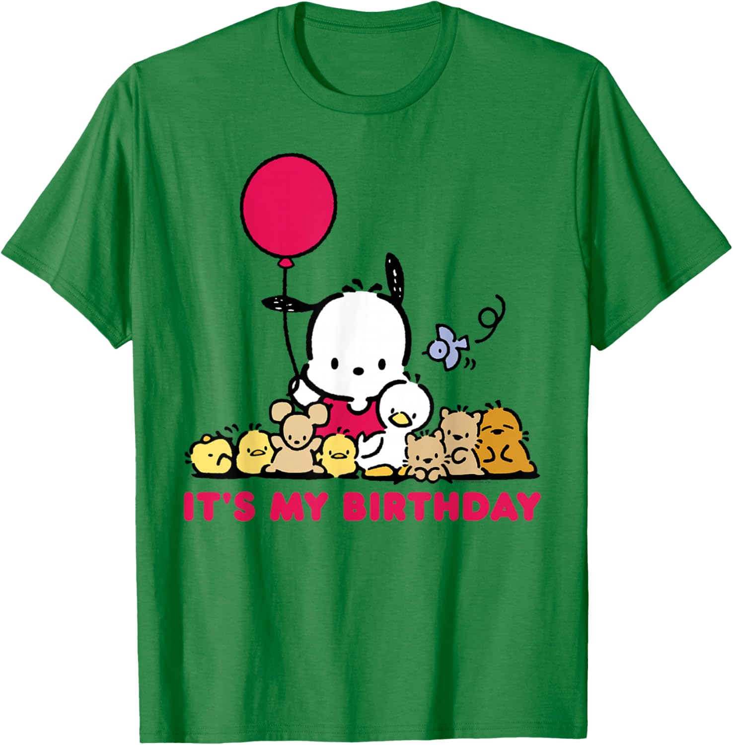 Pochacco Birthday T-Shirt for Adults, Grey Short Sleeve Classic Fit - 14