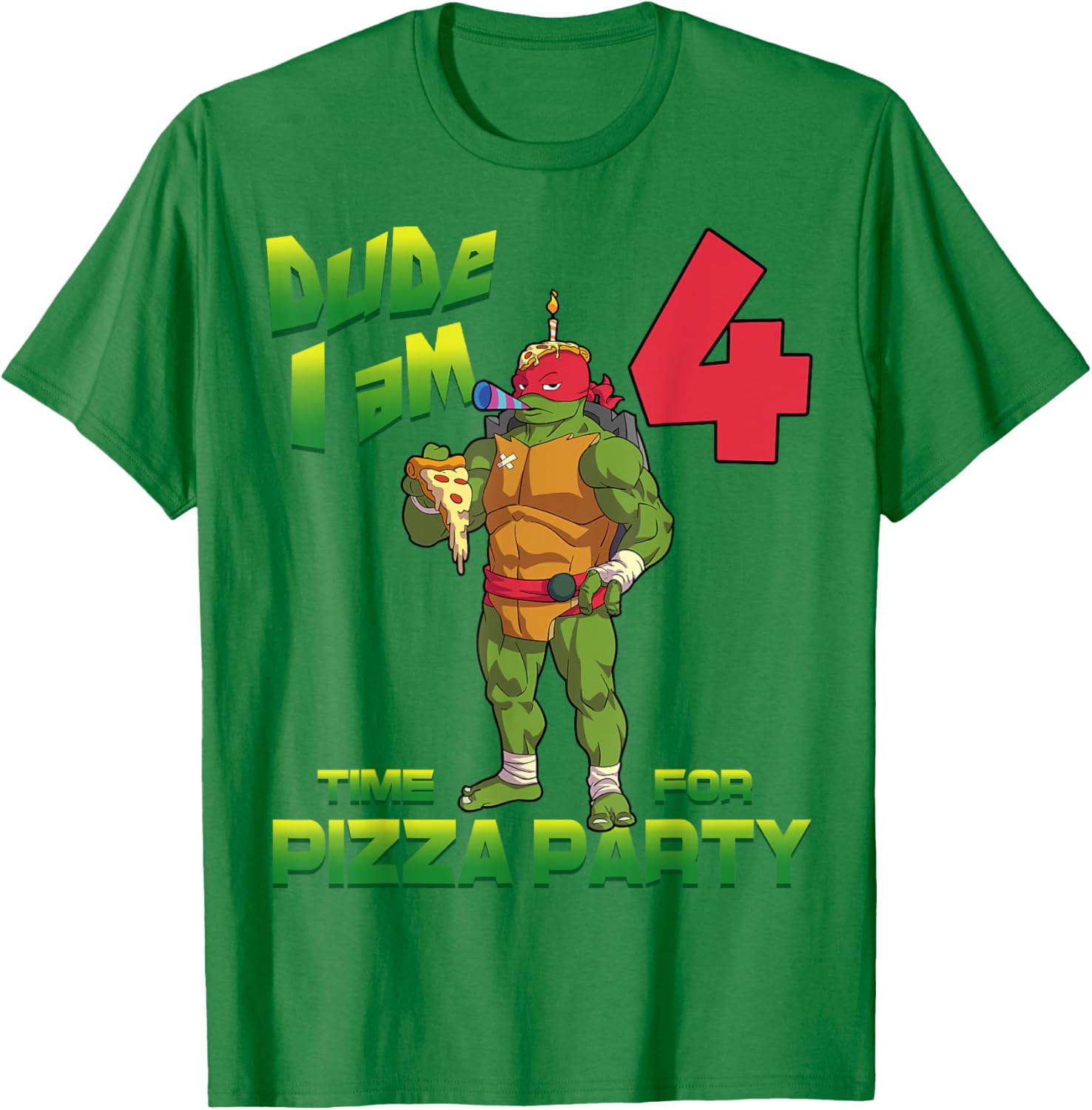 TMNT Raph Pizza Birthday Party T-Shirt for 4 Year Olds - Fun Kid's Clothing - 24