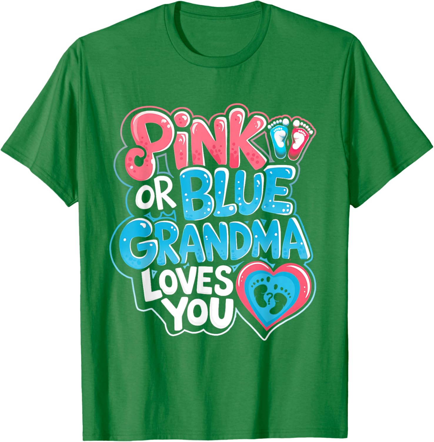 Pink or Blue Grandma Loves You Gender Reveal Party T-Shirt for Fun Celebrations - 6