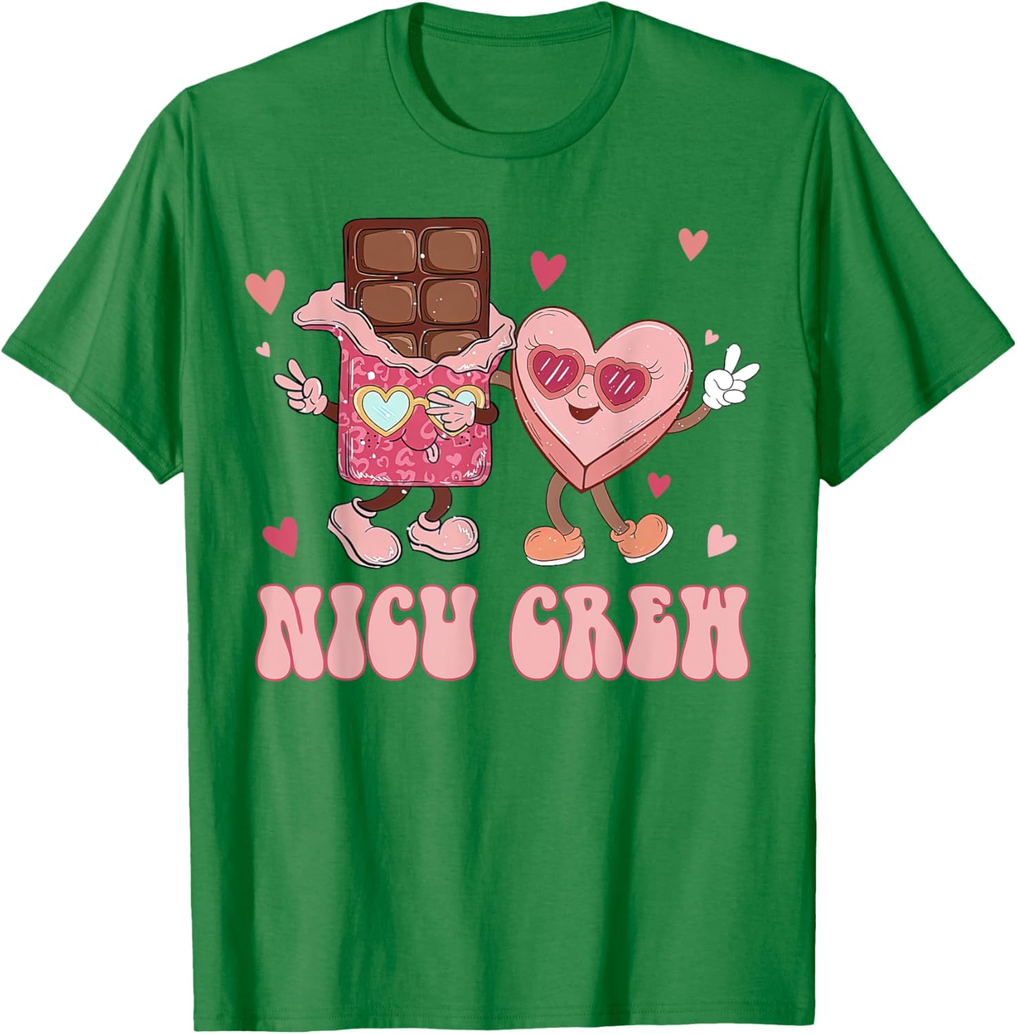 Retro NICU Crew Valentine's Day T-Shirt for Nurses with Cute Heart Design - 16