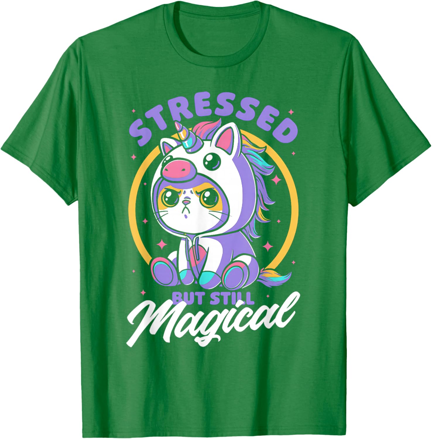 Stressed But Still Magical Cute Cat Unicorn T-Shirt for Cat Lovers - 10