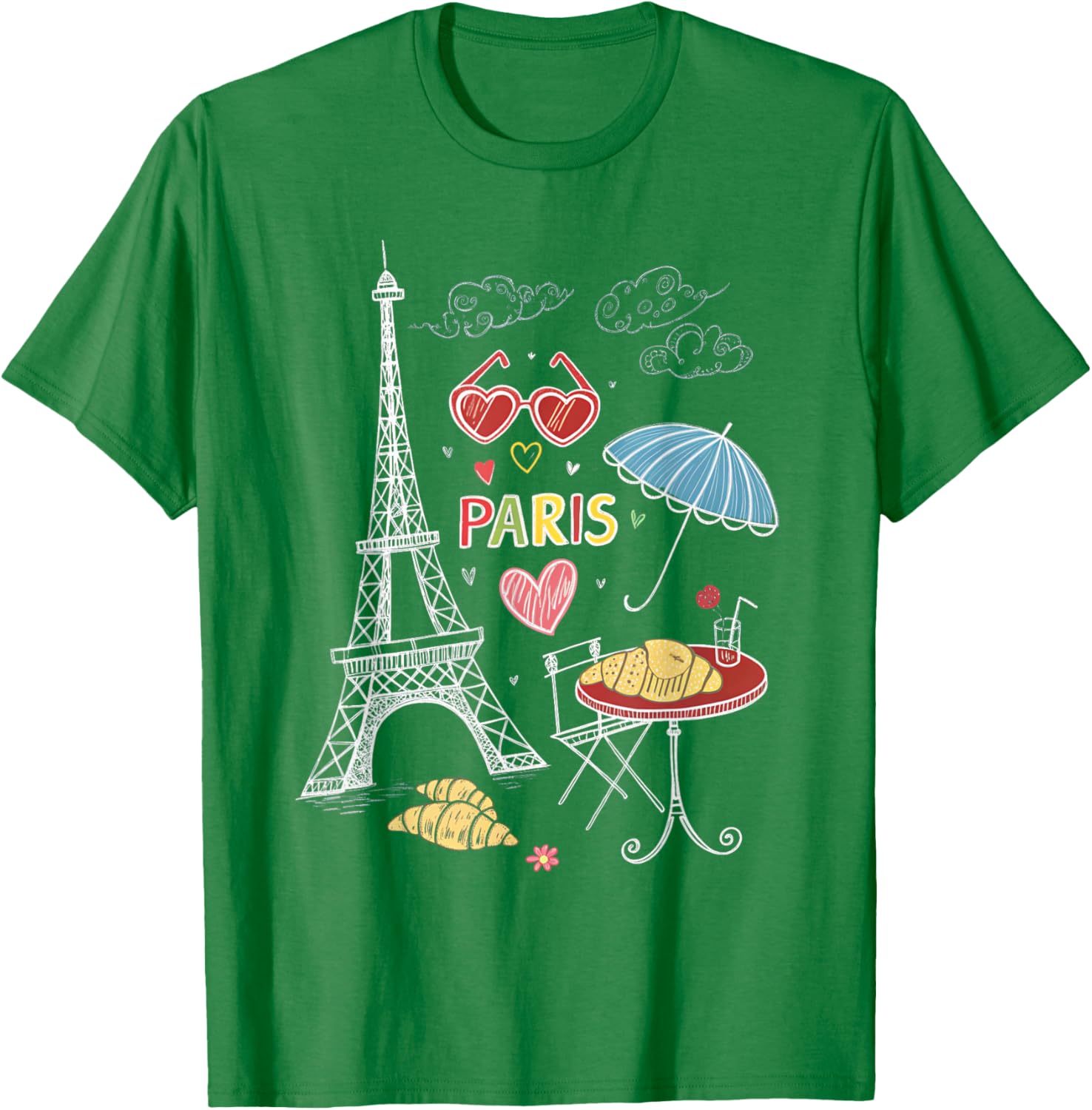 Paris Eiffel Tower Cafe Scene T-Shirt for Girls - Perfect Travel Souvenir - 11