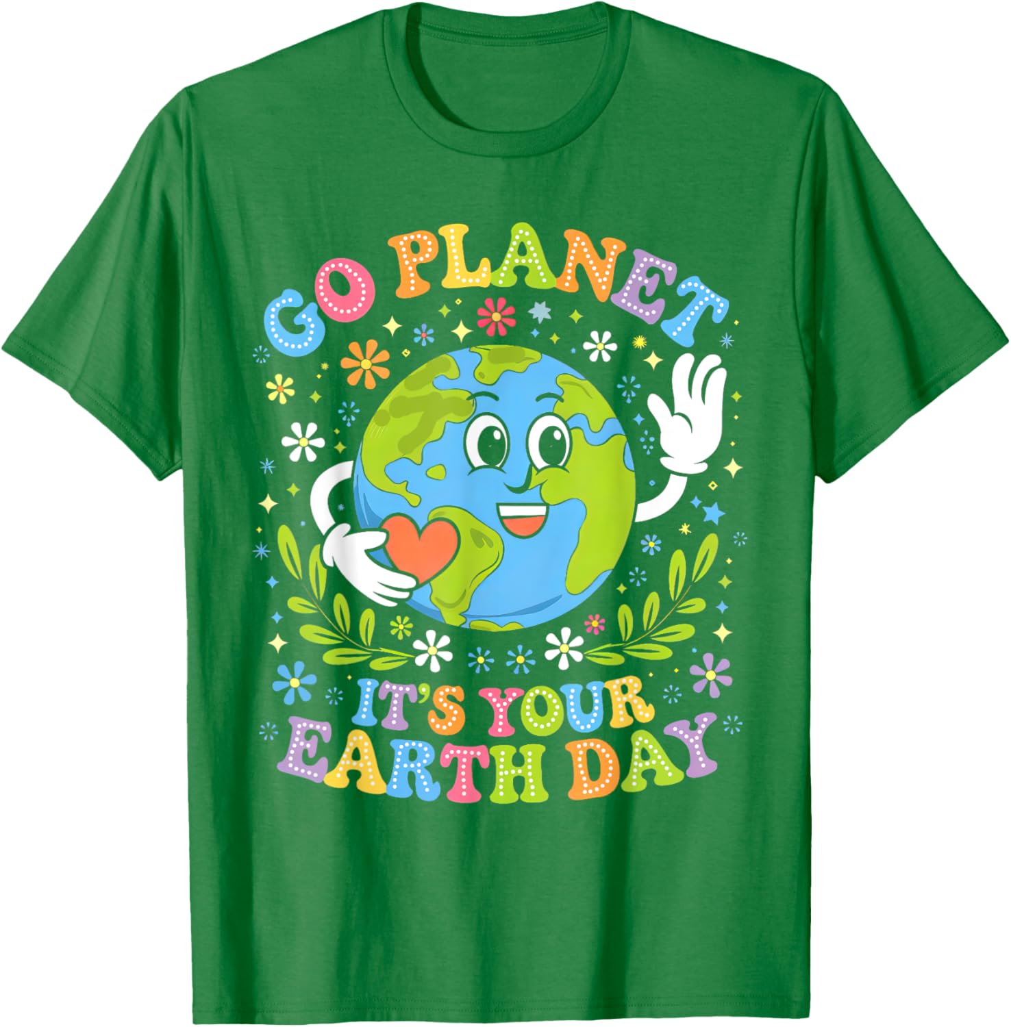 Groovy Go Planet Earth Day 2025 Teacher Kids T-Shirt for Fun Learning - 14
