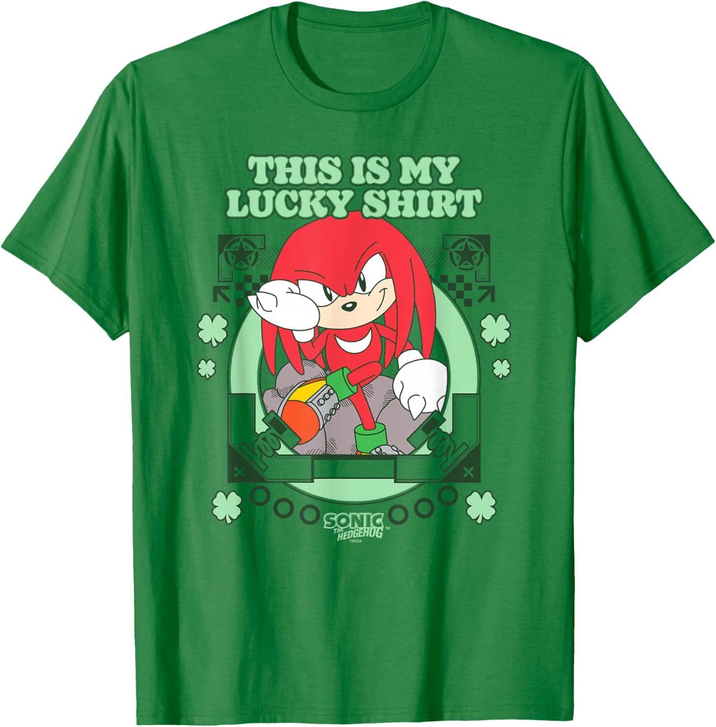 Sonic The Hedgehog Lucky Shirt with Happy Knuckles Graphic T-Shirt - 3