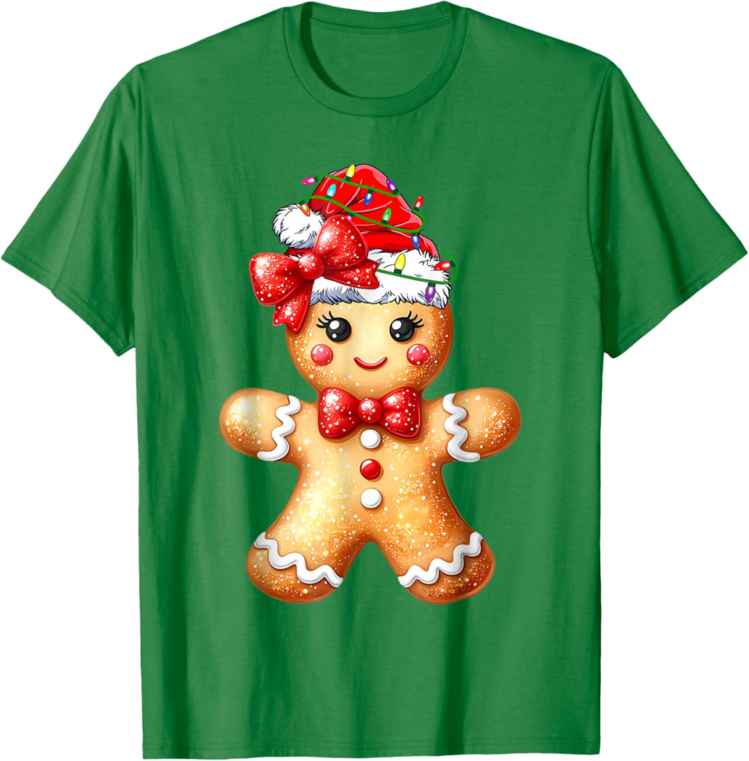 Merry Christmas Gingerbread Santa T-Shirt for Girls and Women - 23