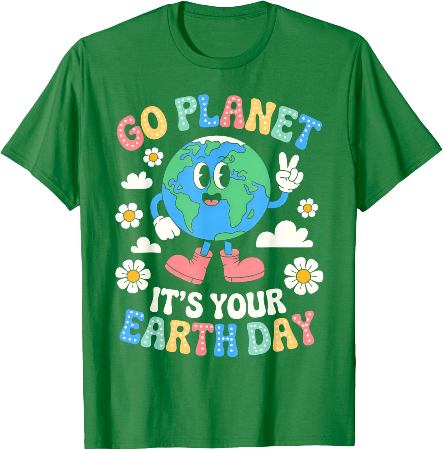 Groovy Go Planet Earth Day 2025 Retro Teacher Kids T-Shirt - 10