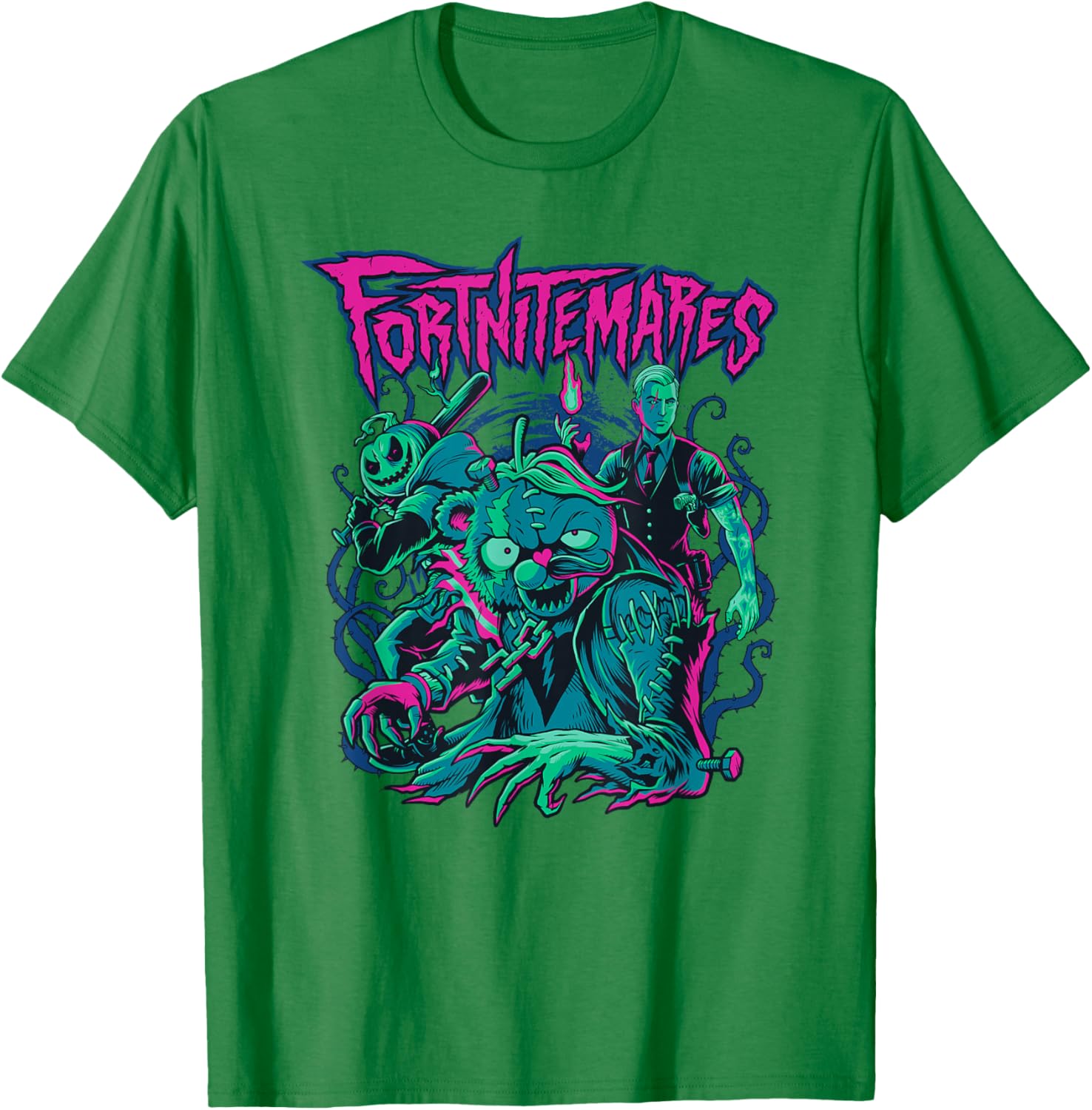 Fortnite Halloween Fortnitemares Retro Horror Group Shot T-Shirt for Fans - 16