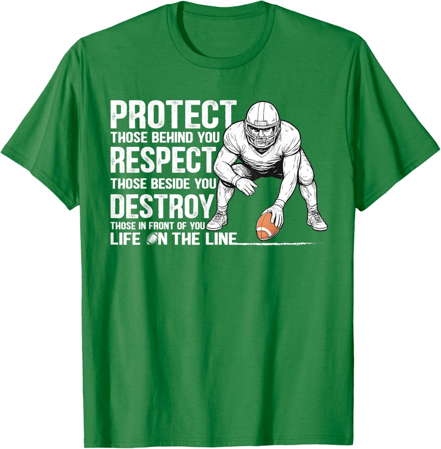 Vintage Protect Respect Destroy Offensive Lineman Football T-Shirt - 5