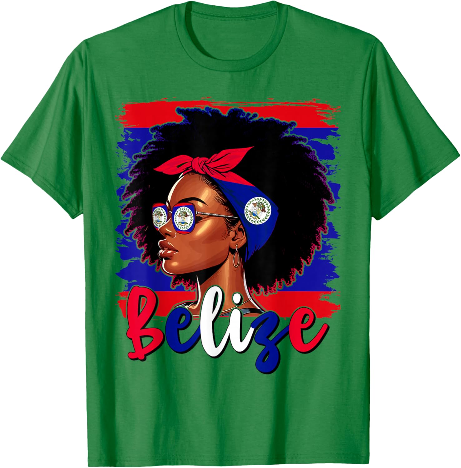 Proud Belizean Girl T-Shirt with Belize Flag for Women’s Fashion - 13