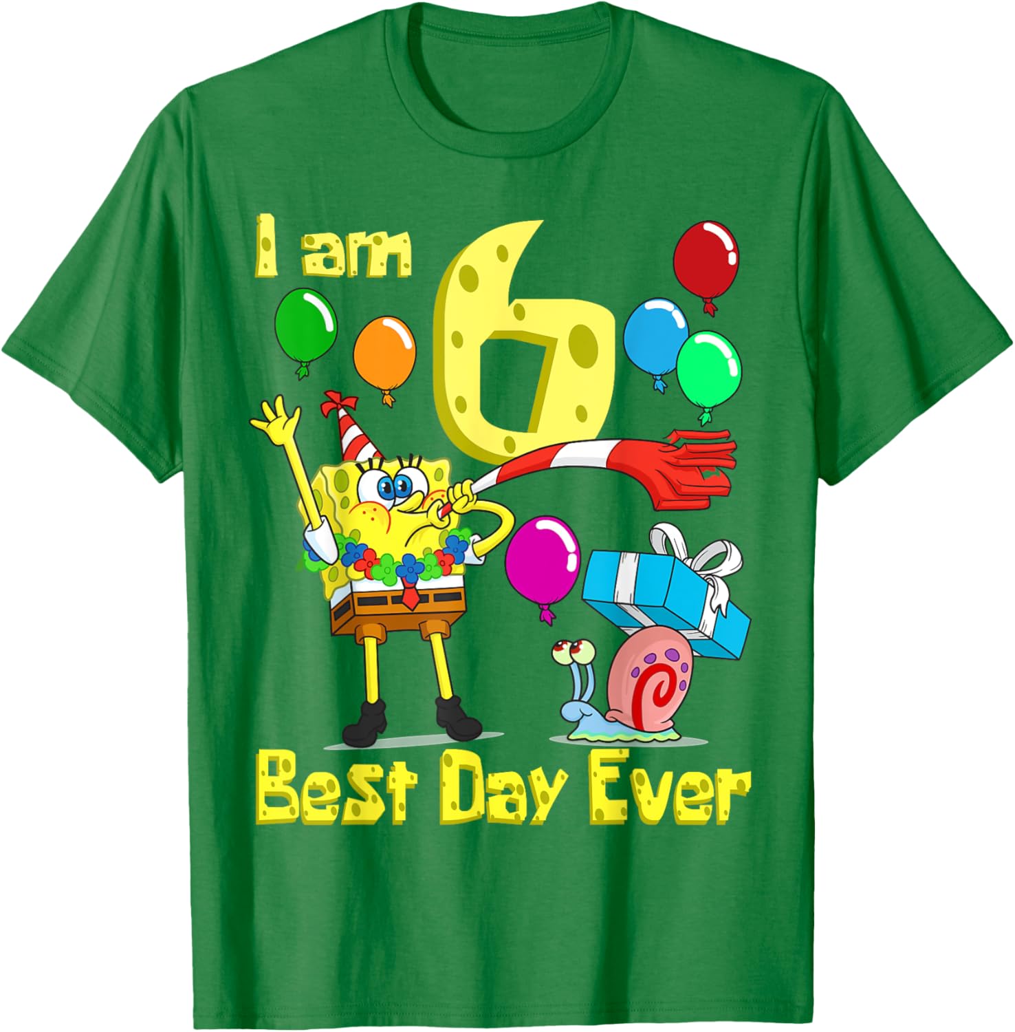 SpongeBob SquarePants Birthday T-Shirt for 6 Year Olds Fun Party Wear - 12