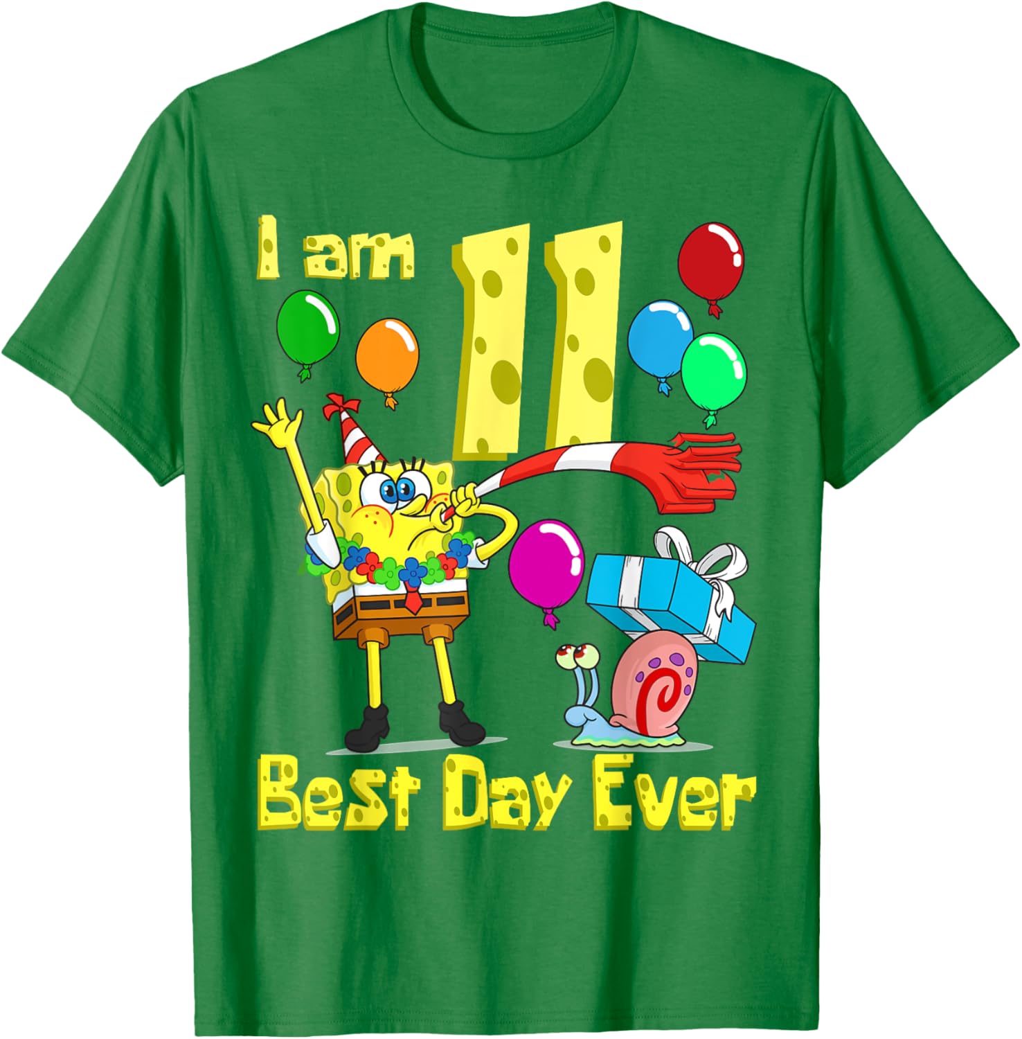 SpongeBob Birthday T-Shirt for 11 Year Olds Fun Party Apparel - 12