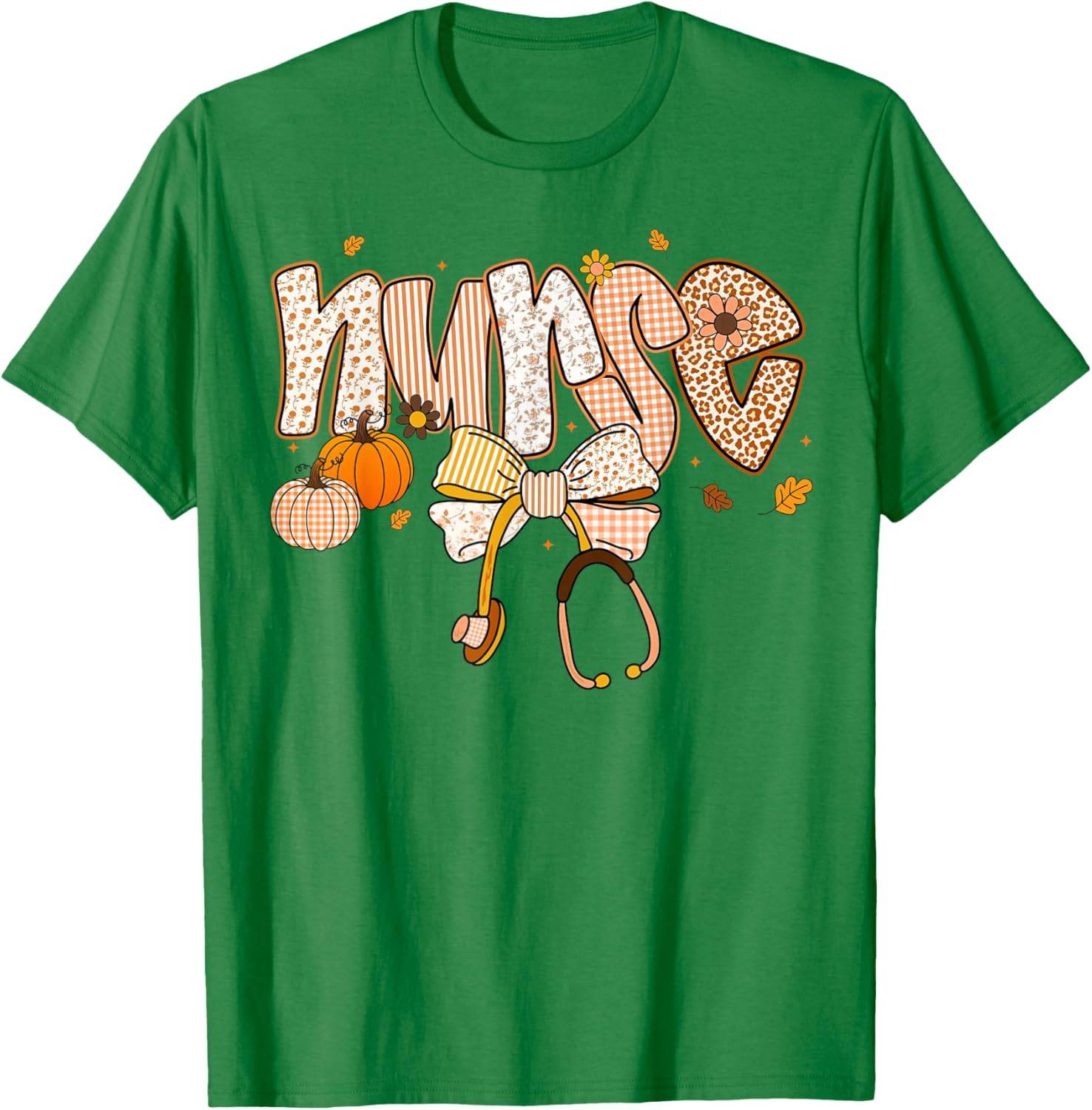 Pumpkin Nurse Thanksgiving Stethoscope Fall Scrub Top T-Shirt for ER - 21