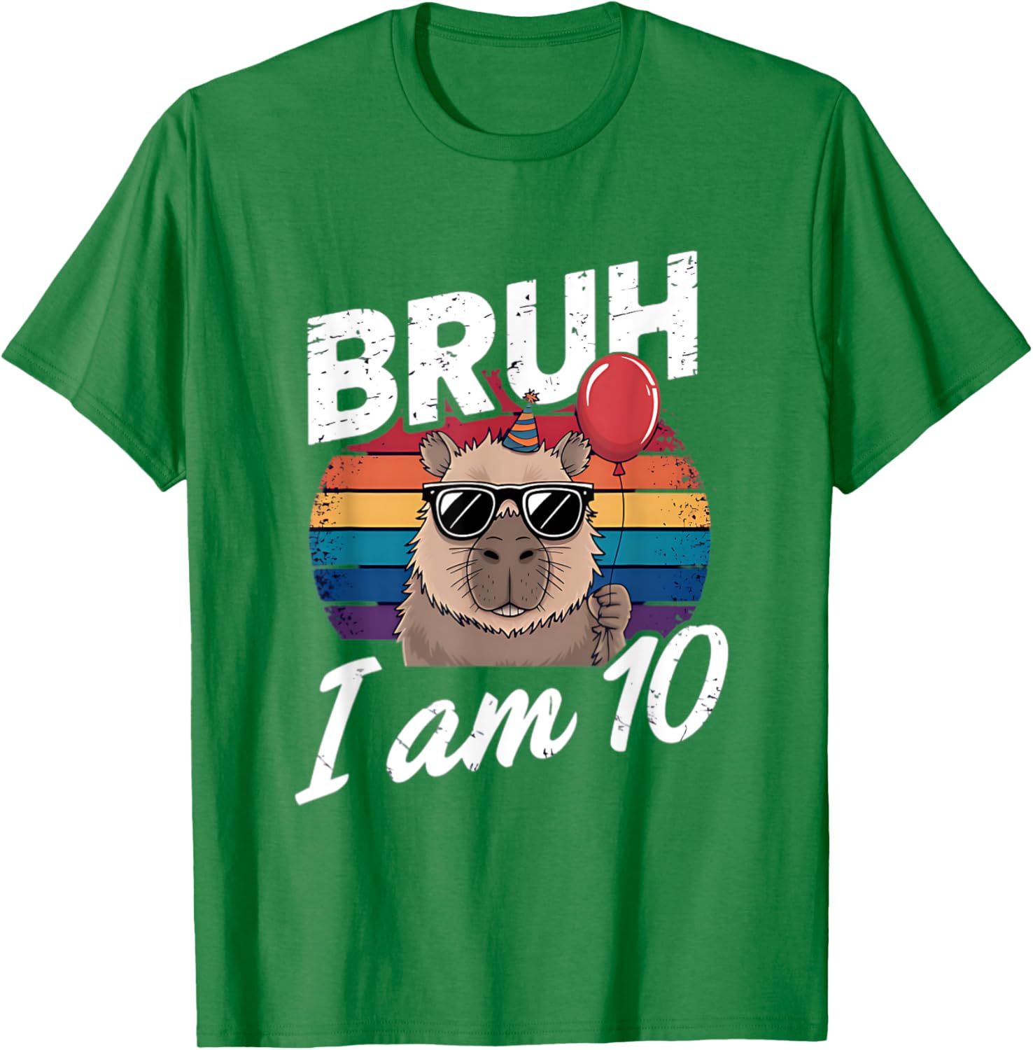 Retro Sunset Capybara T-Shirt for Kids' 10th Birthday Celebration - 18