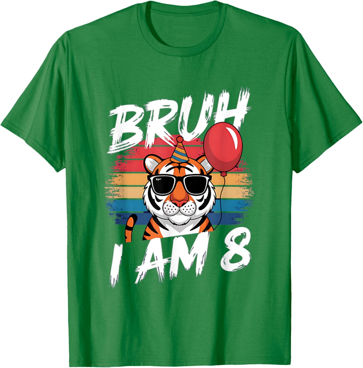 Retro Sunset Tiger Shirt for 8 Year Old's Birthday Party Fun - 16