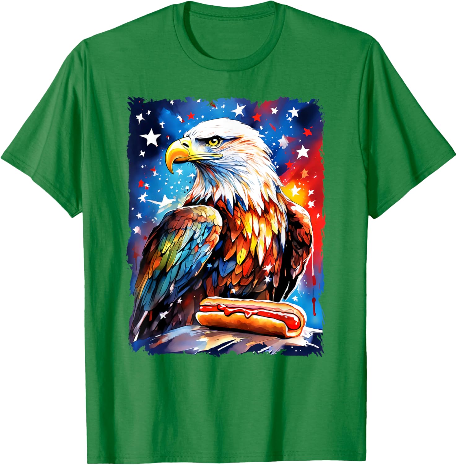 Patriotic 4th of July T-Shirt with Hotdog and Eagle Design for All Ages - 3