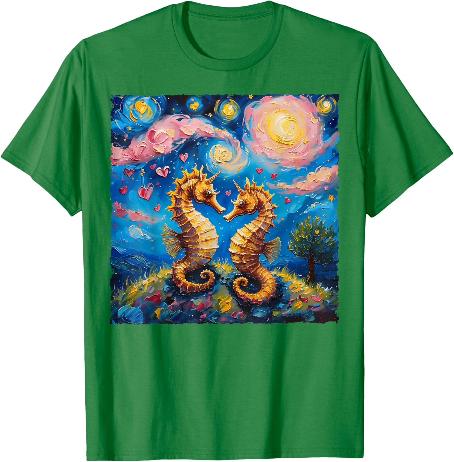 Seahorse Van Gogh Starry Night Couples T-Shirt for Valentine's Day Gift - 26