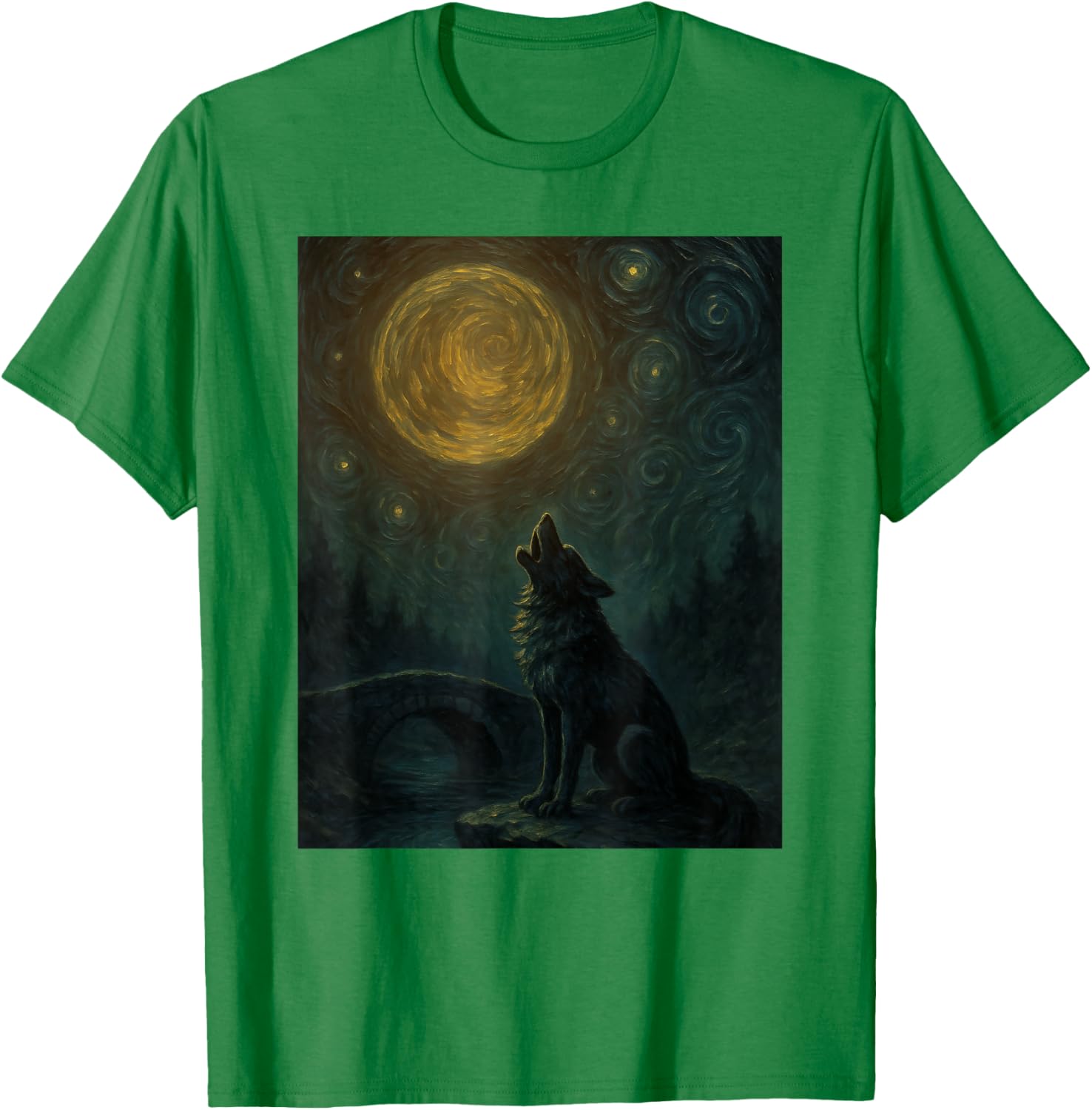 Wolf Starry Night Van Gogh Graphic T-Shirt for Art Lovers and Fashionistas - 26