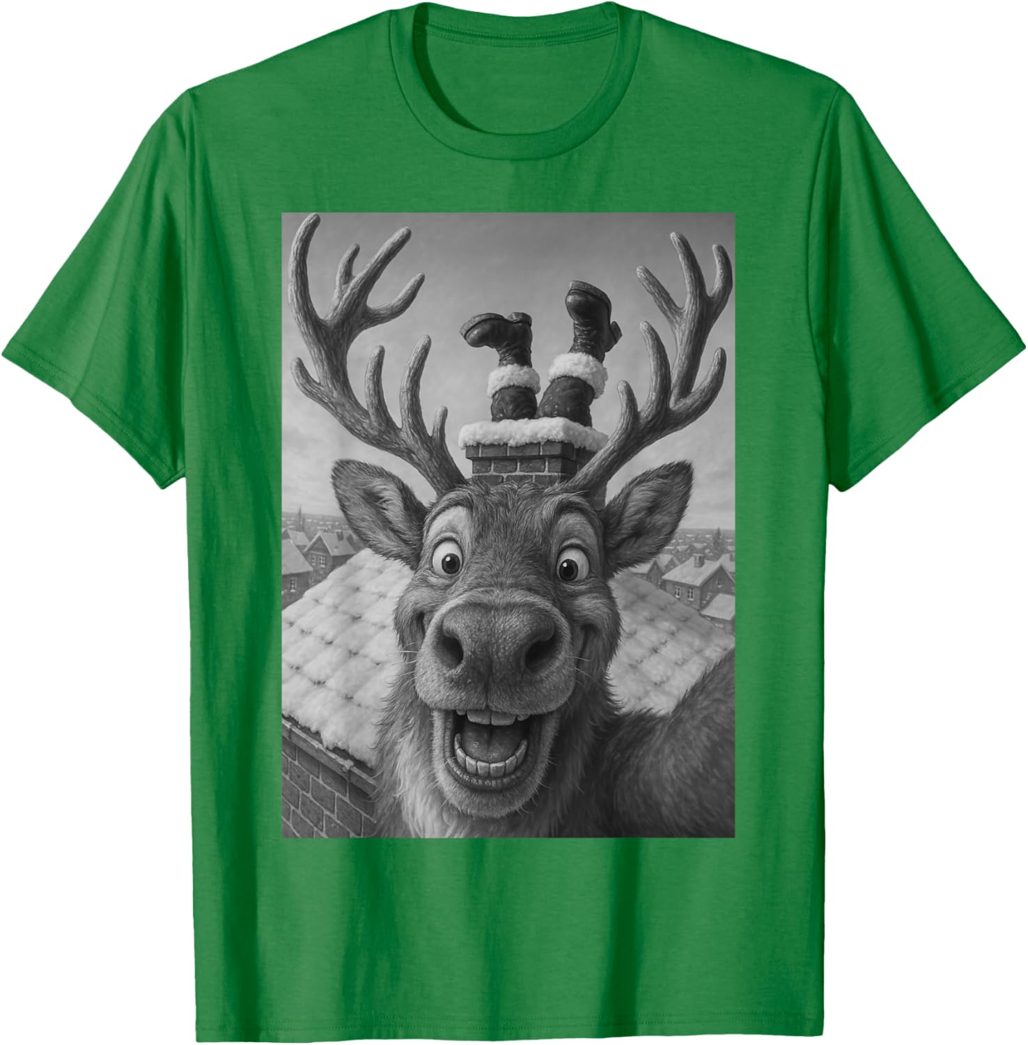 Funny Reindeer Selfie Santa Christmas T-Shirt for Kids and Adults - 10