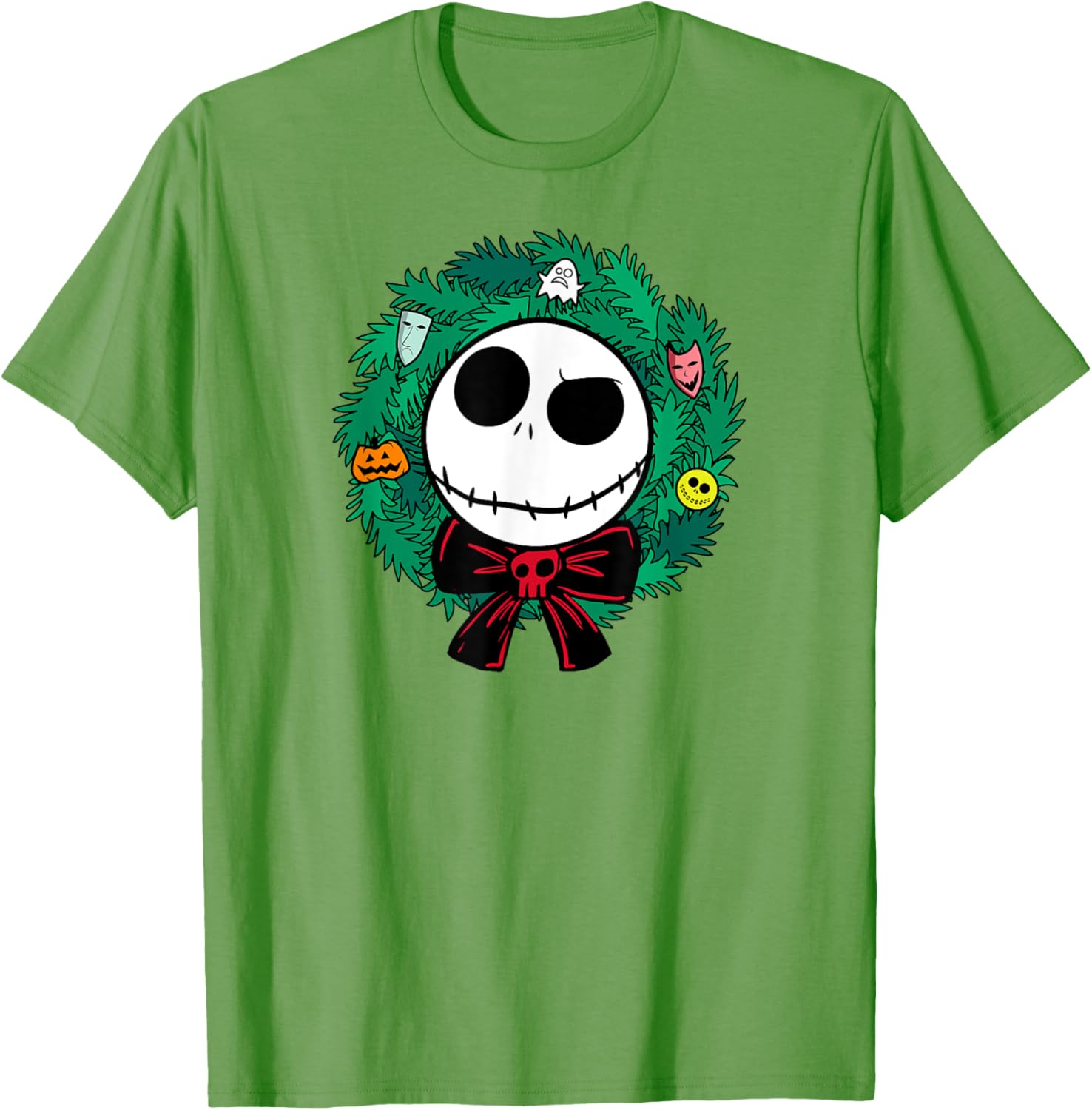Festive Men's Nightmare Before Christmas Blue Wreath T-Shirt, Small - 2
