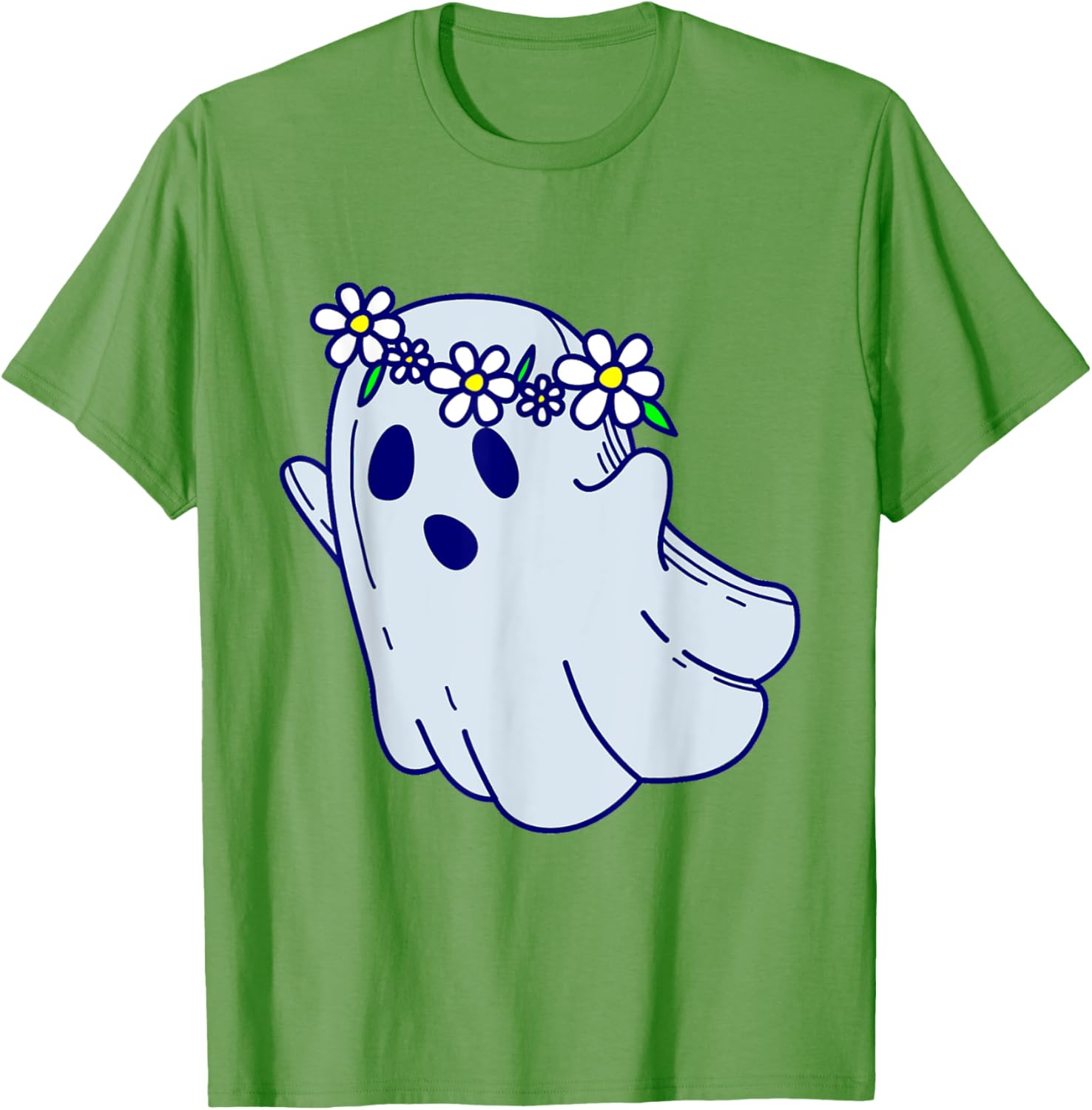 Groovy Halloween Ghost Boho Floral 1960s Goth T-Shirt for Spooky Style - 6