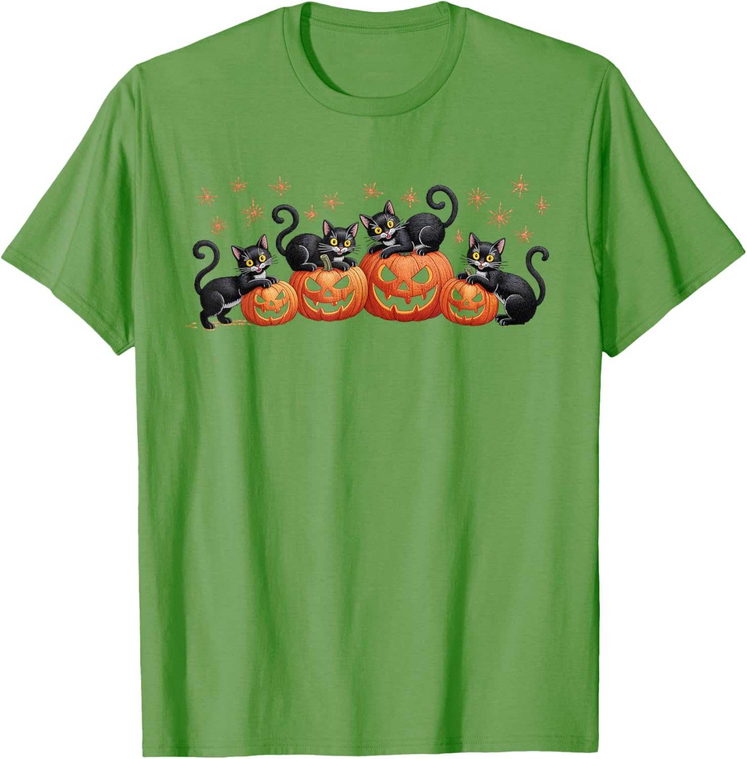Black Cats on Pumpkins Halloween Party T-Shirt for Festive Fun - 2