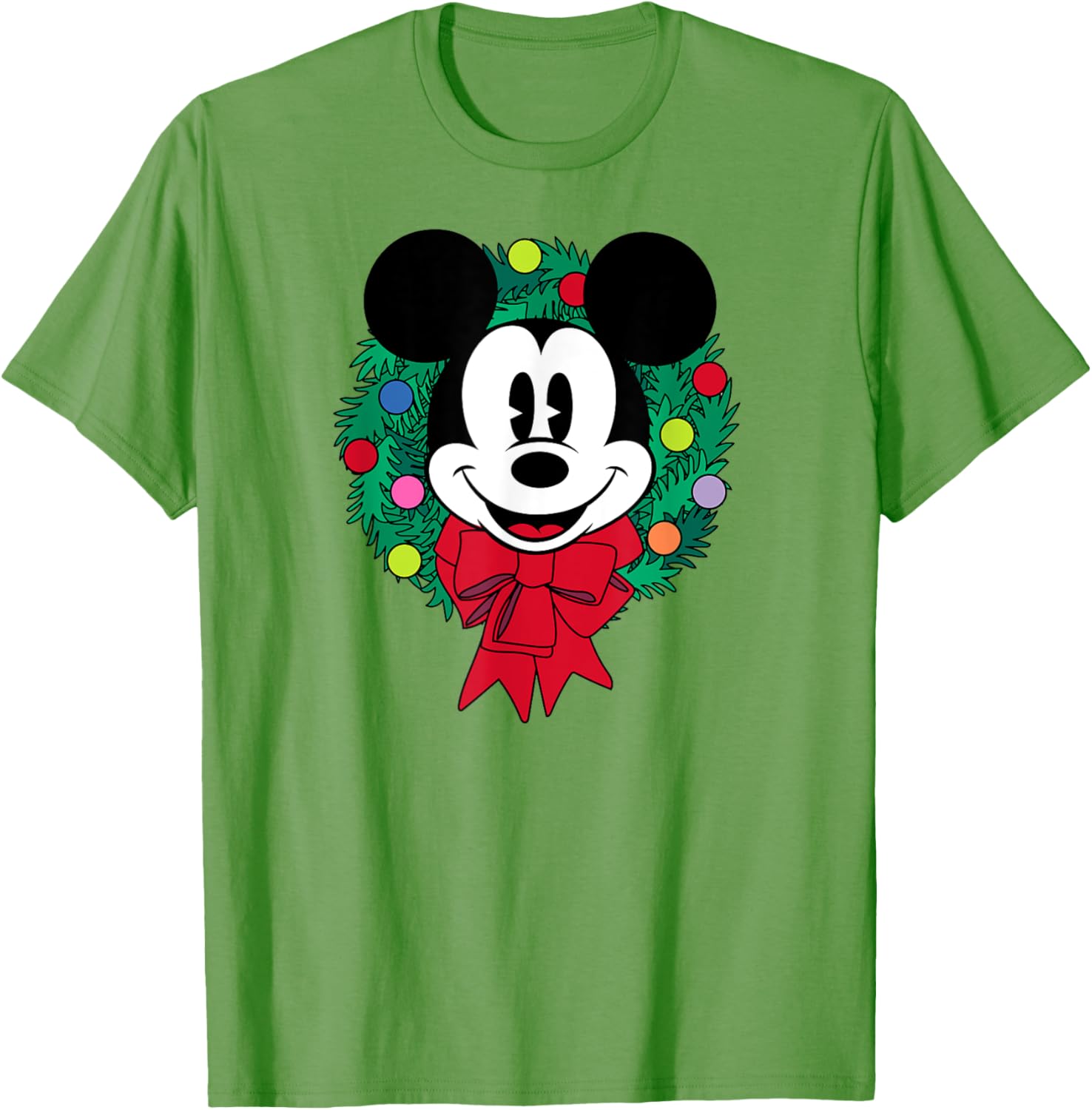 Festive Mickey Mouse Christmas Wreath T-Shirt for Men, Blue Small - 3