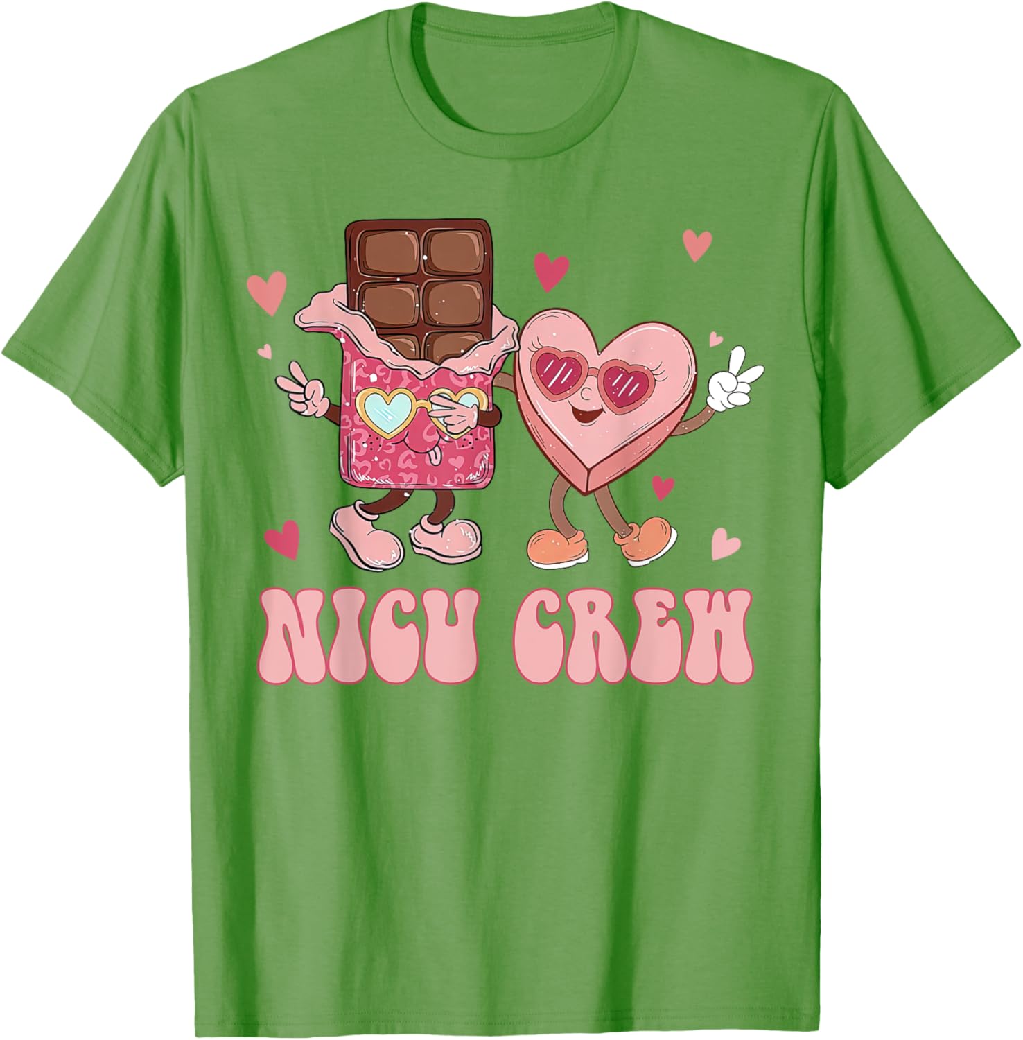 Retro NICU Crew Valentine's Day T-Shirt for Nurses with Cute Heart Design - 11