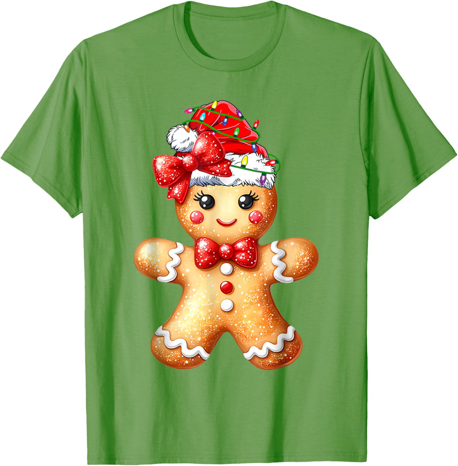 Merry Christmas Gingerbread Santa T-Shirt for Girls and Women - 10