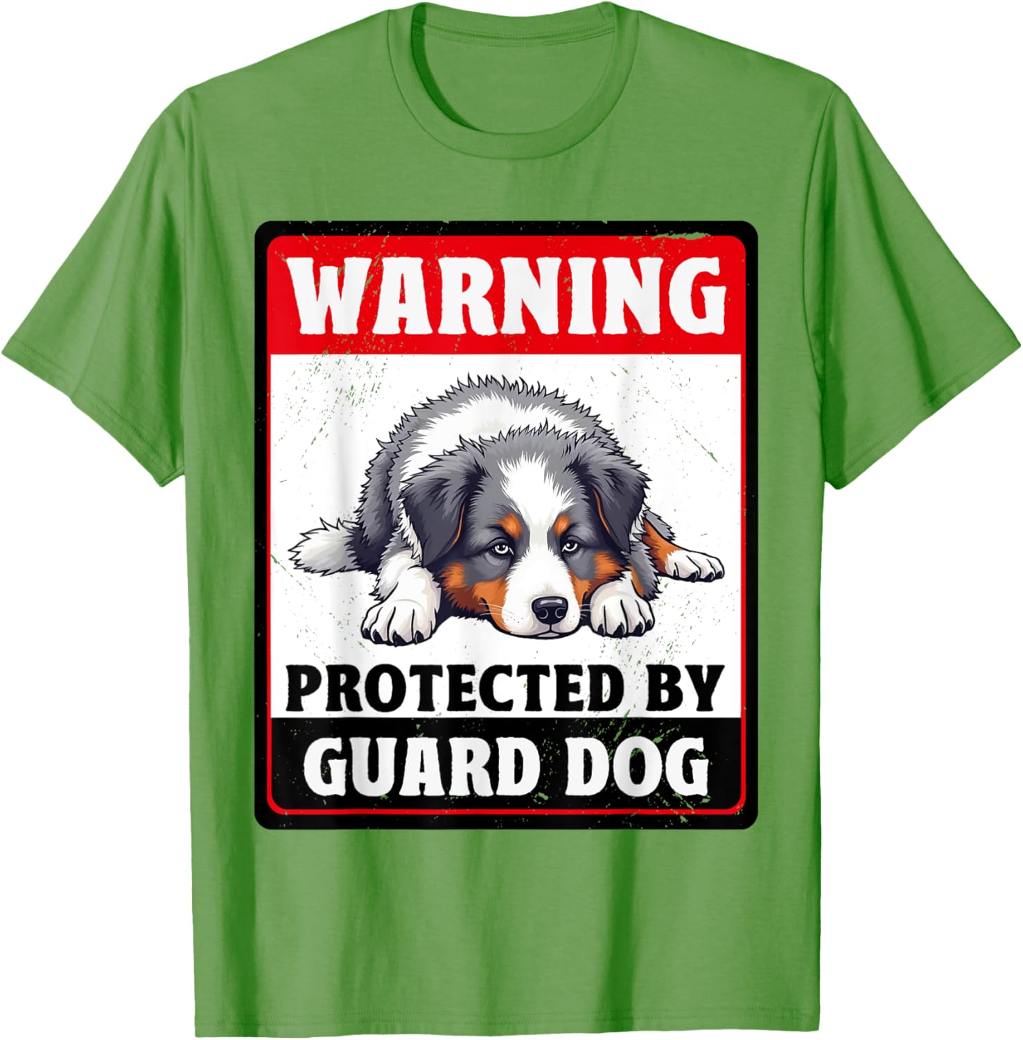 Warning Protected by Australian Shepherd Dog T-Shirt for Men and Women - 5