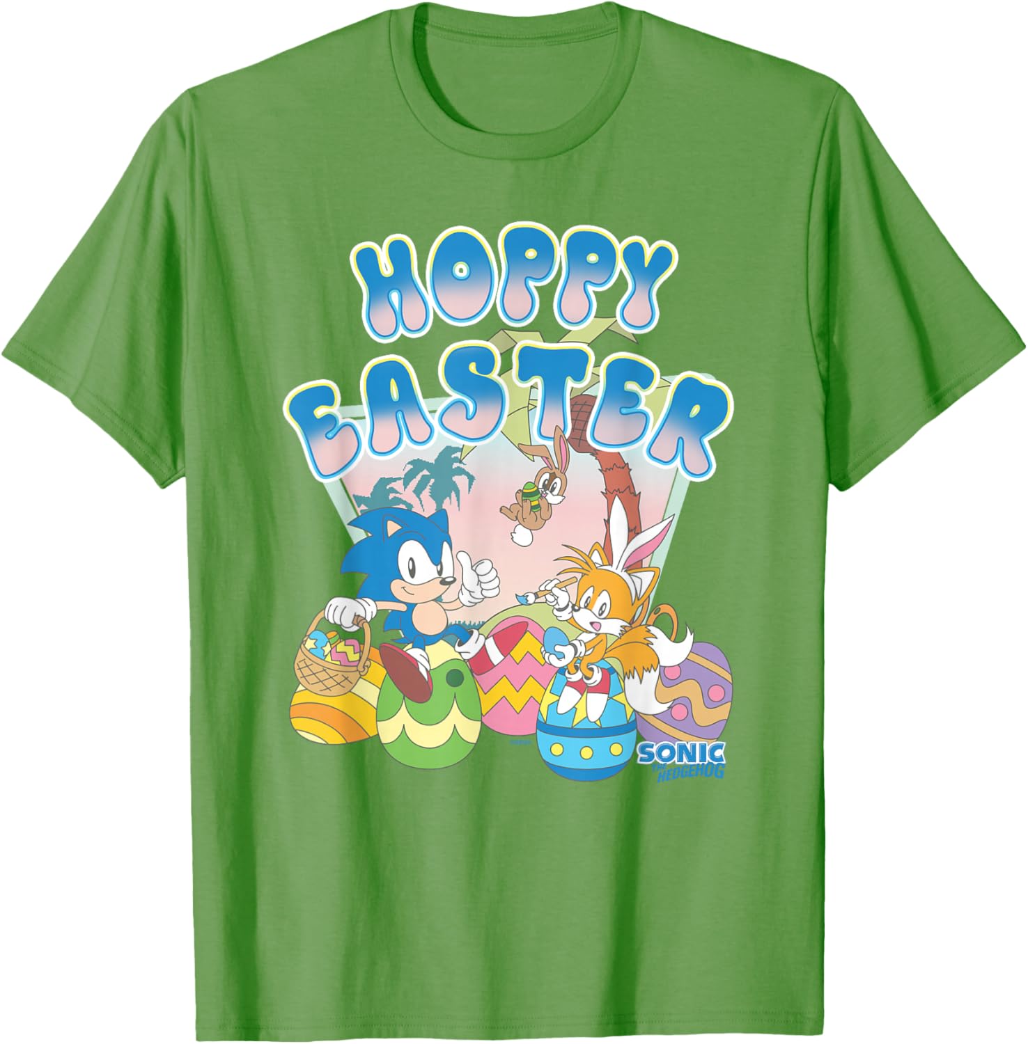Sonic The Hedgehog Hoppy Easter T-Shirt with Retro Big Logo - 2