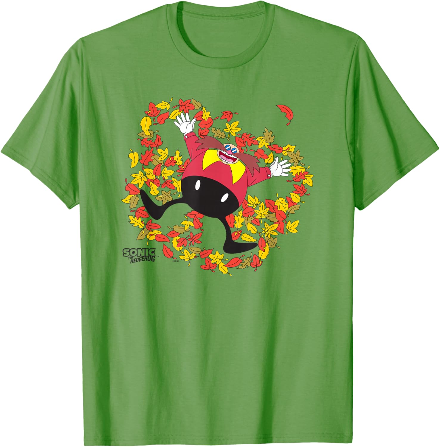 Sonic the Hedgehog Dr Eggman Happy Leaves Angel Chest Logo T-Shirt - 6