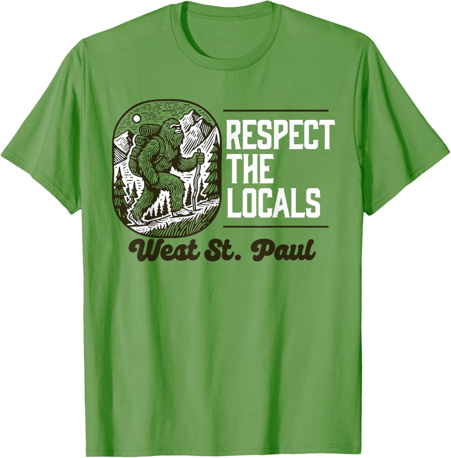 West St. Paul Respect the Locals Bigfoot Hiking T-Shirt for Adventure Lovers - 2