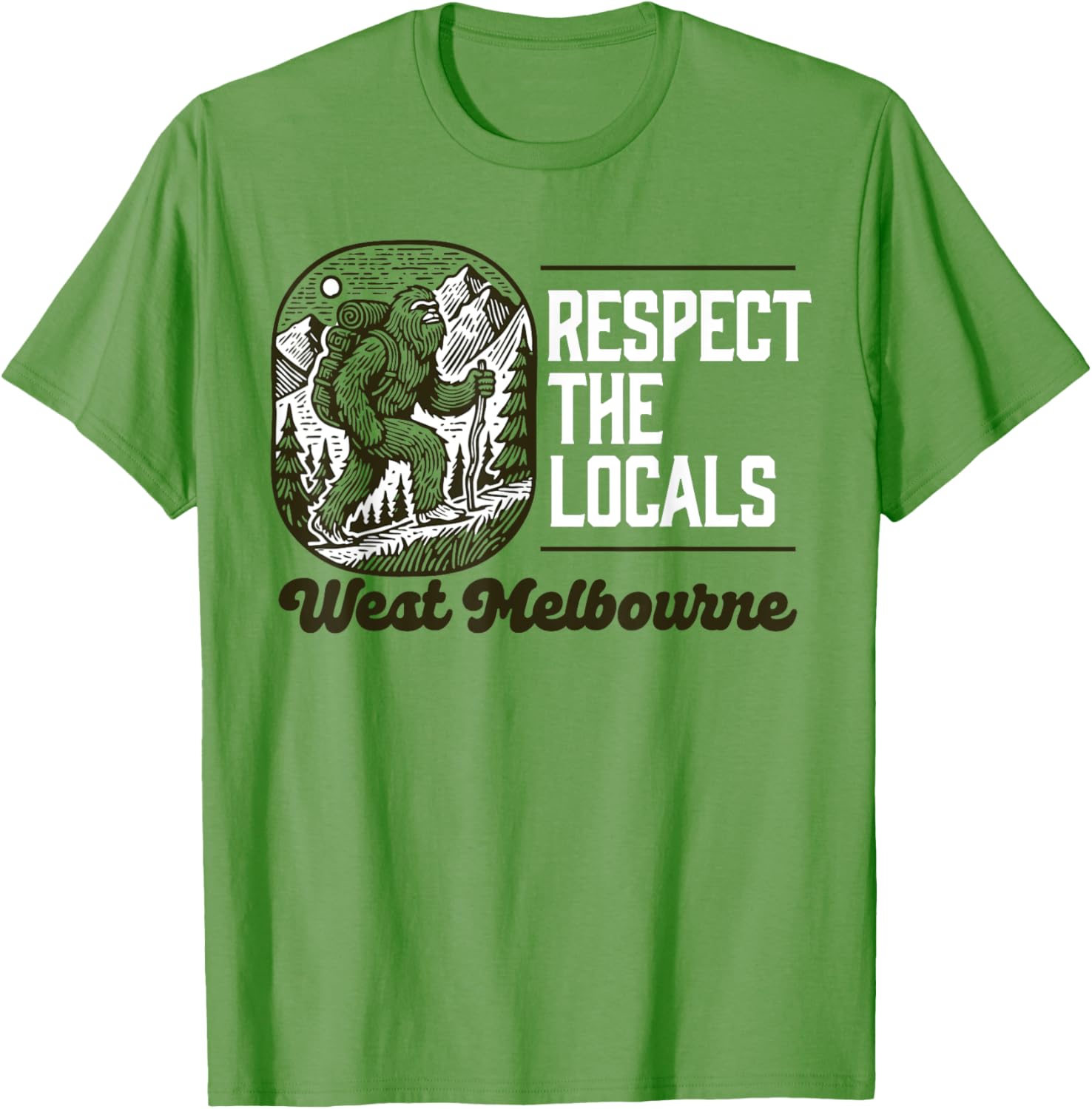 West Melbourne Respect the Locals Bigfoot Sasquatch Hiking T-Shirt - 2