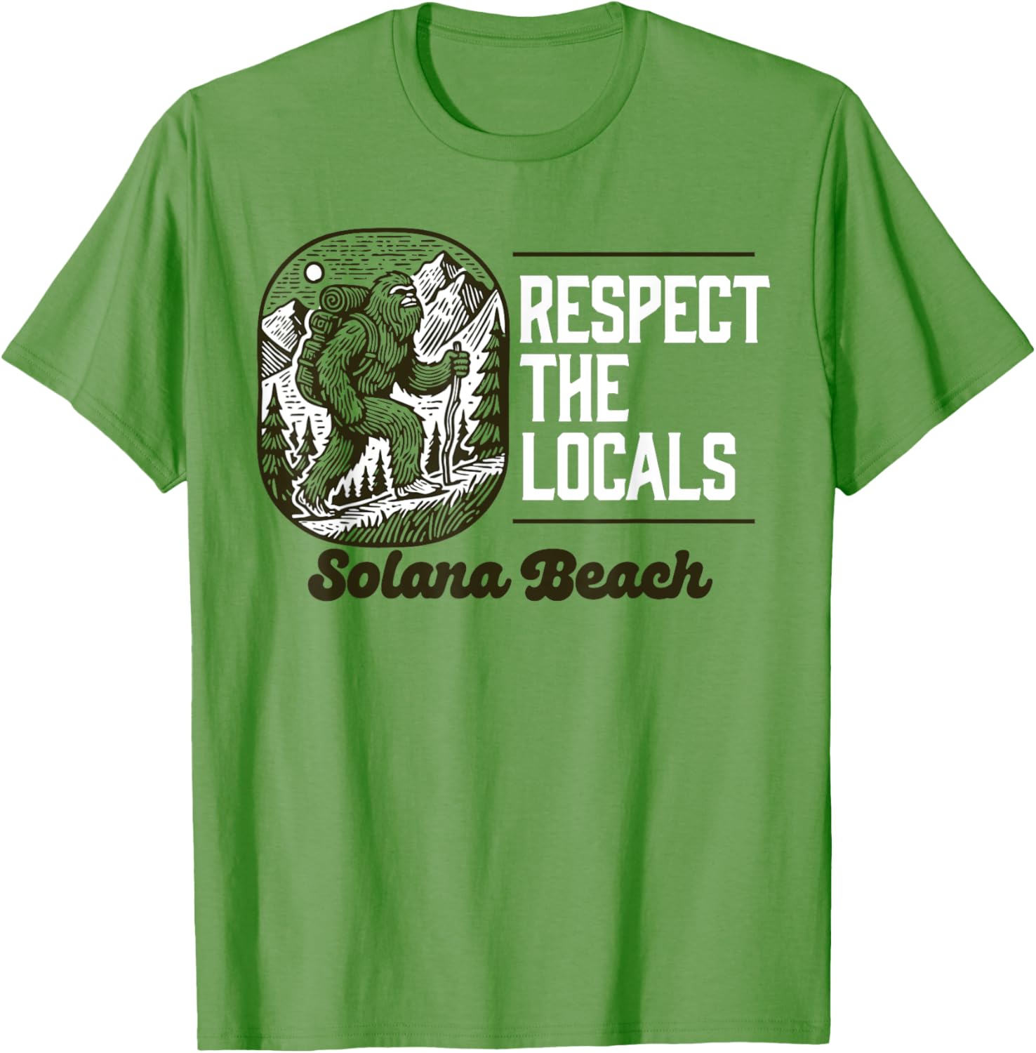Solana Beach Respect the Locals Bigfoot Hiking T-Shirt for Outdoor Lovers - 5