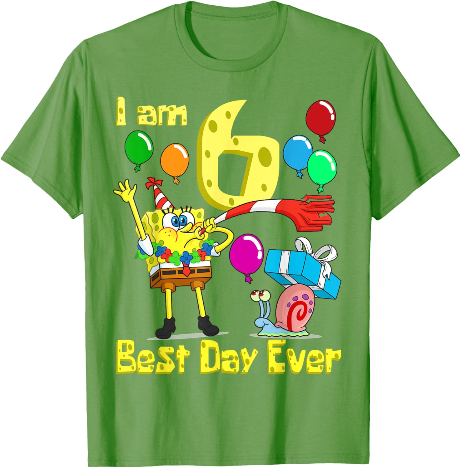 SpongeBob SquarePants Birthday T-Shirt for 6 Year Olds Fun Party Wear - 11