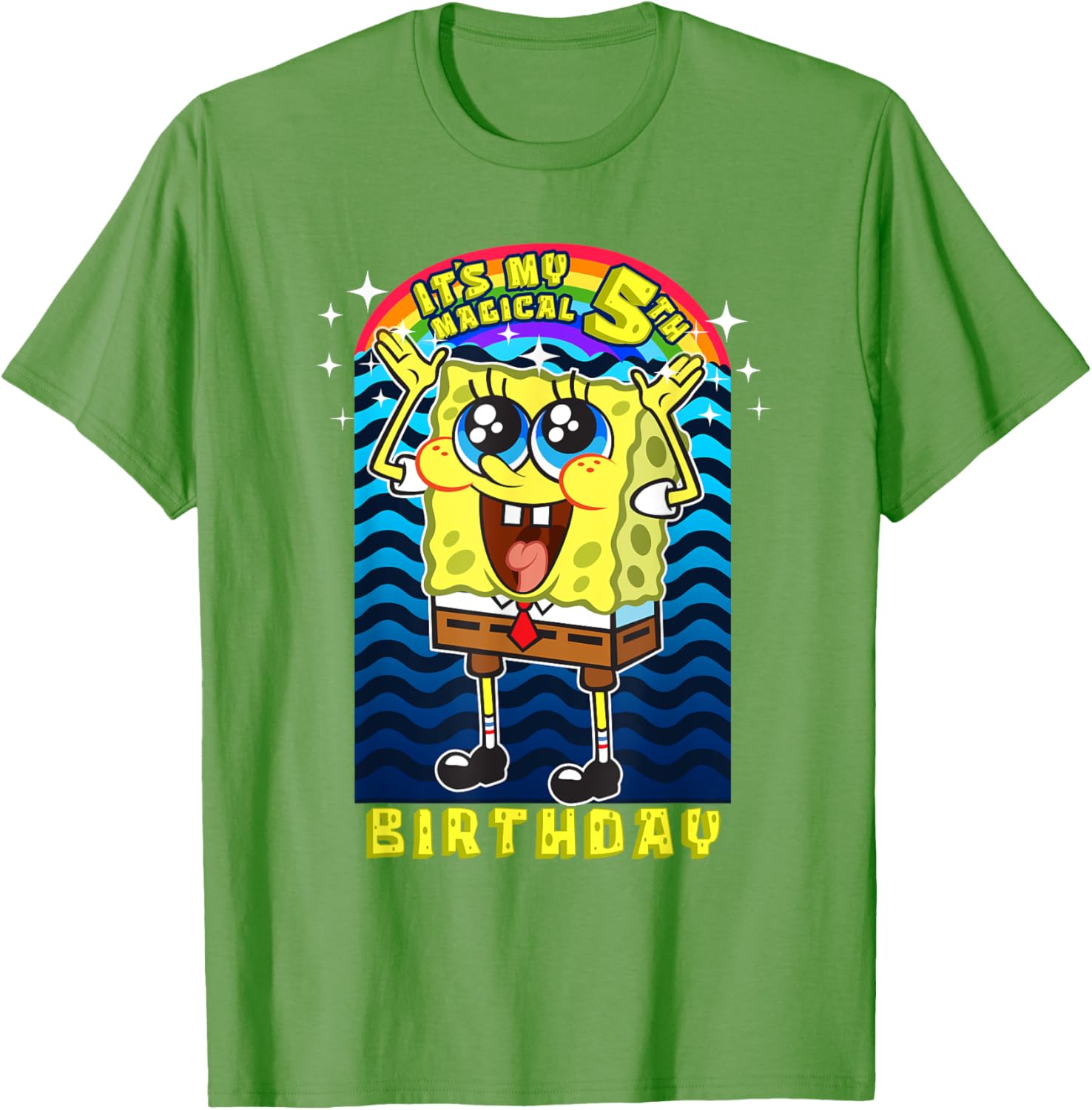 SpongeBob SquarePants Magical 5th Birthday Gift T-Shirt for Kids - 14