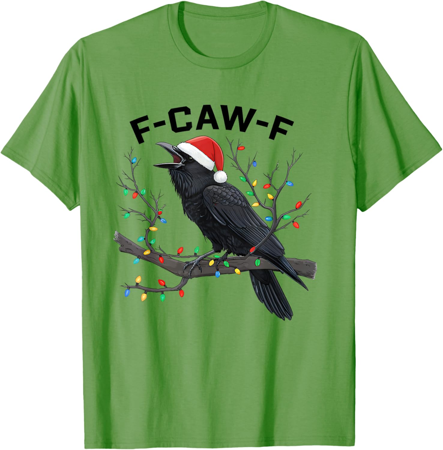 Funny Retro Black Crow F-Caw-F Santa Hat T-Shirt for Christmas Fun - 5