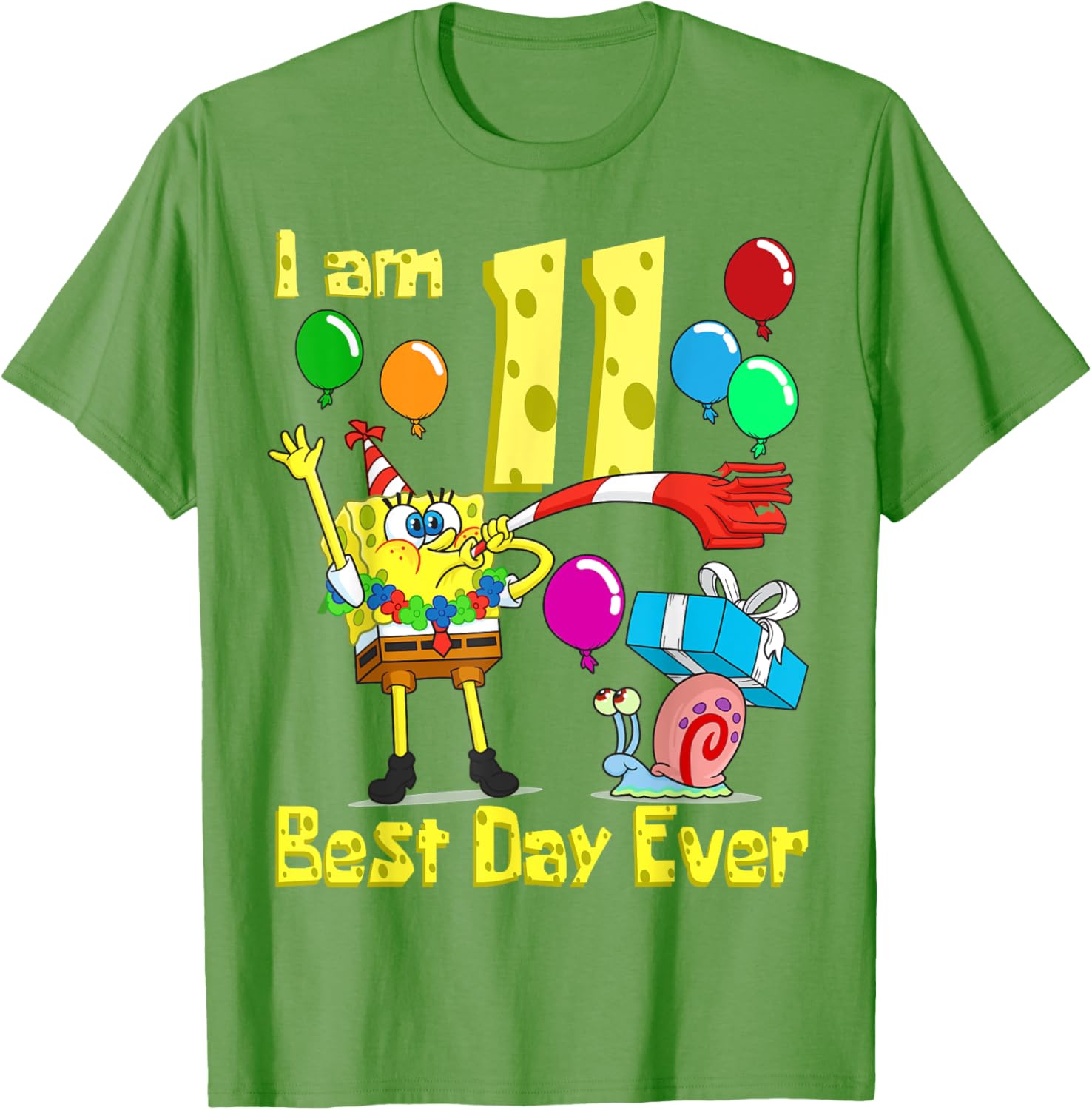 SpongeBob Birthday T-Shirt for 11 Year Olds Fun Party Apparel - 16