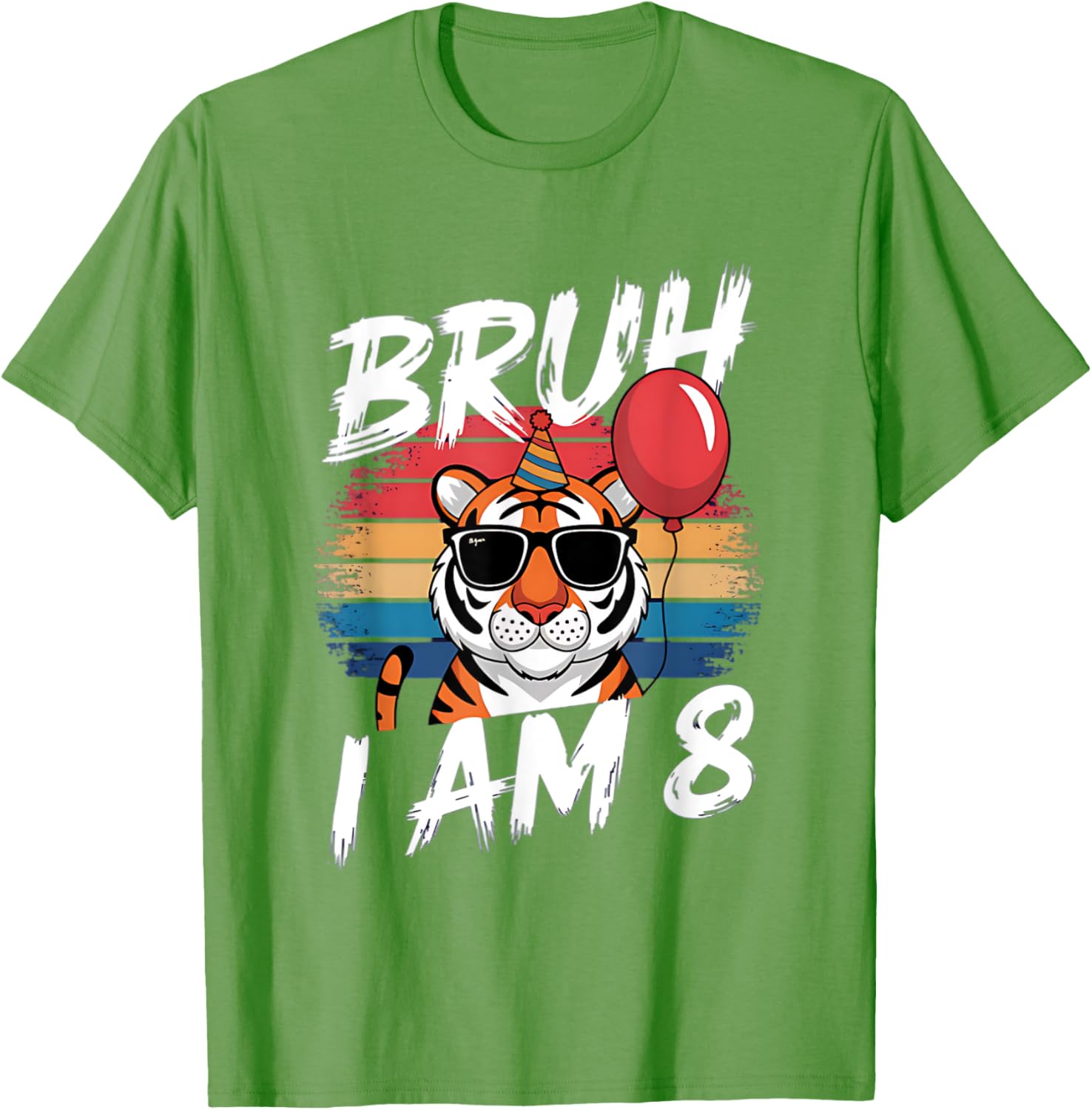 Retro Sunset Tiger Shirt for 8 Year Old's Birthday Party Fun - 7