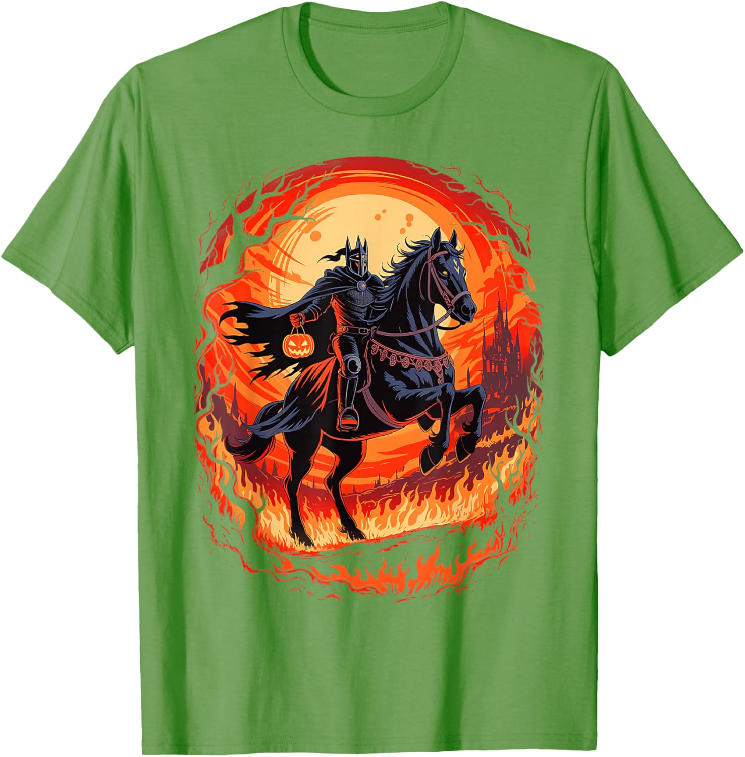 Spooky Pumpkin Headless Horseman Halloween T-Shirt for All Ages - 25